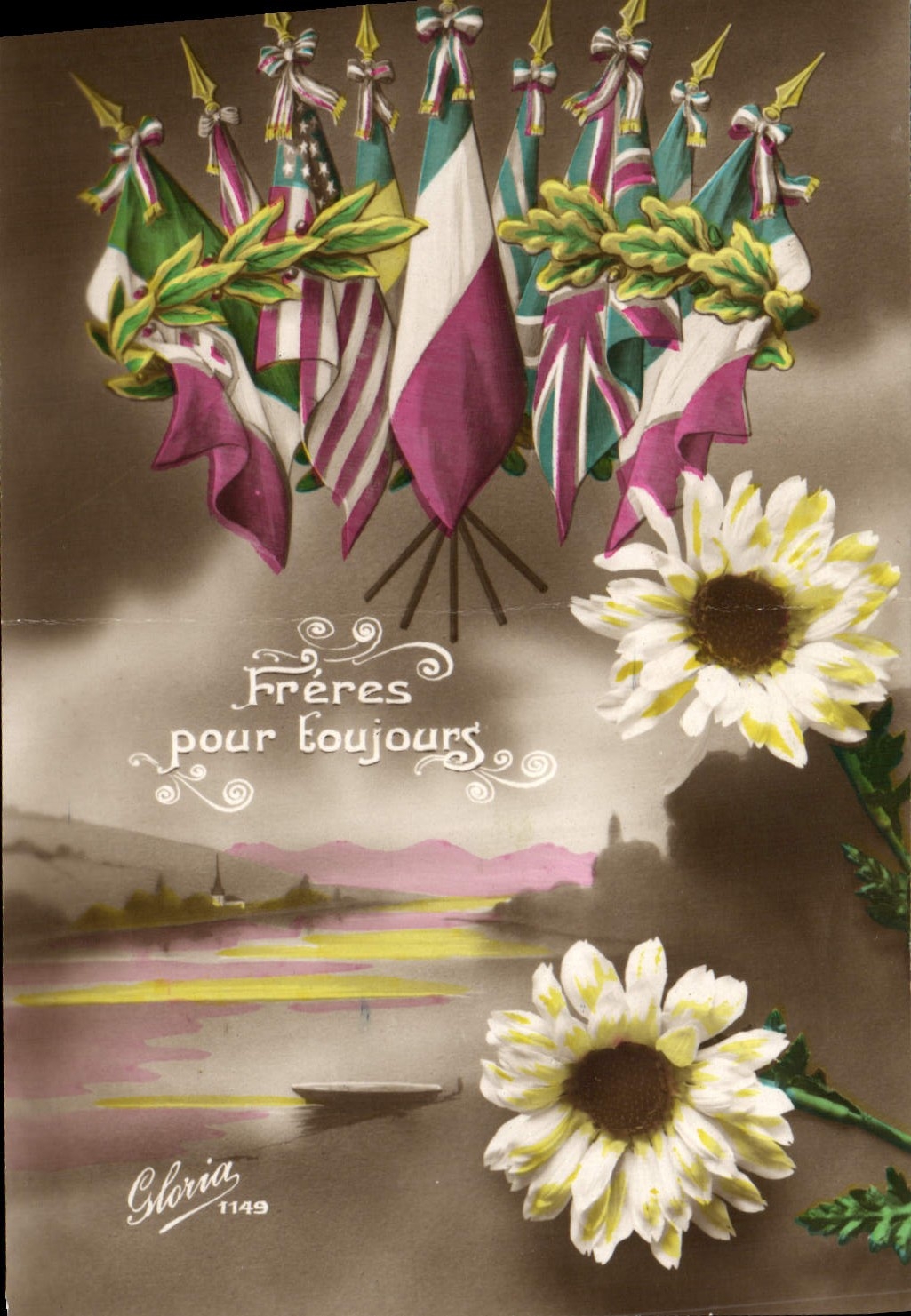 CPA Fantaisie Pour toujours Drapeaux