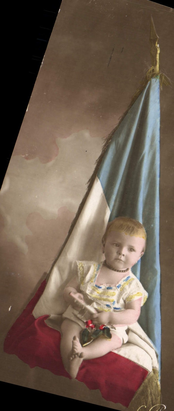 VINTAGE POSTCARD Fantasy Child Baby Flag