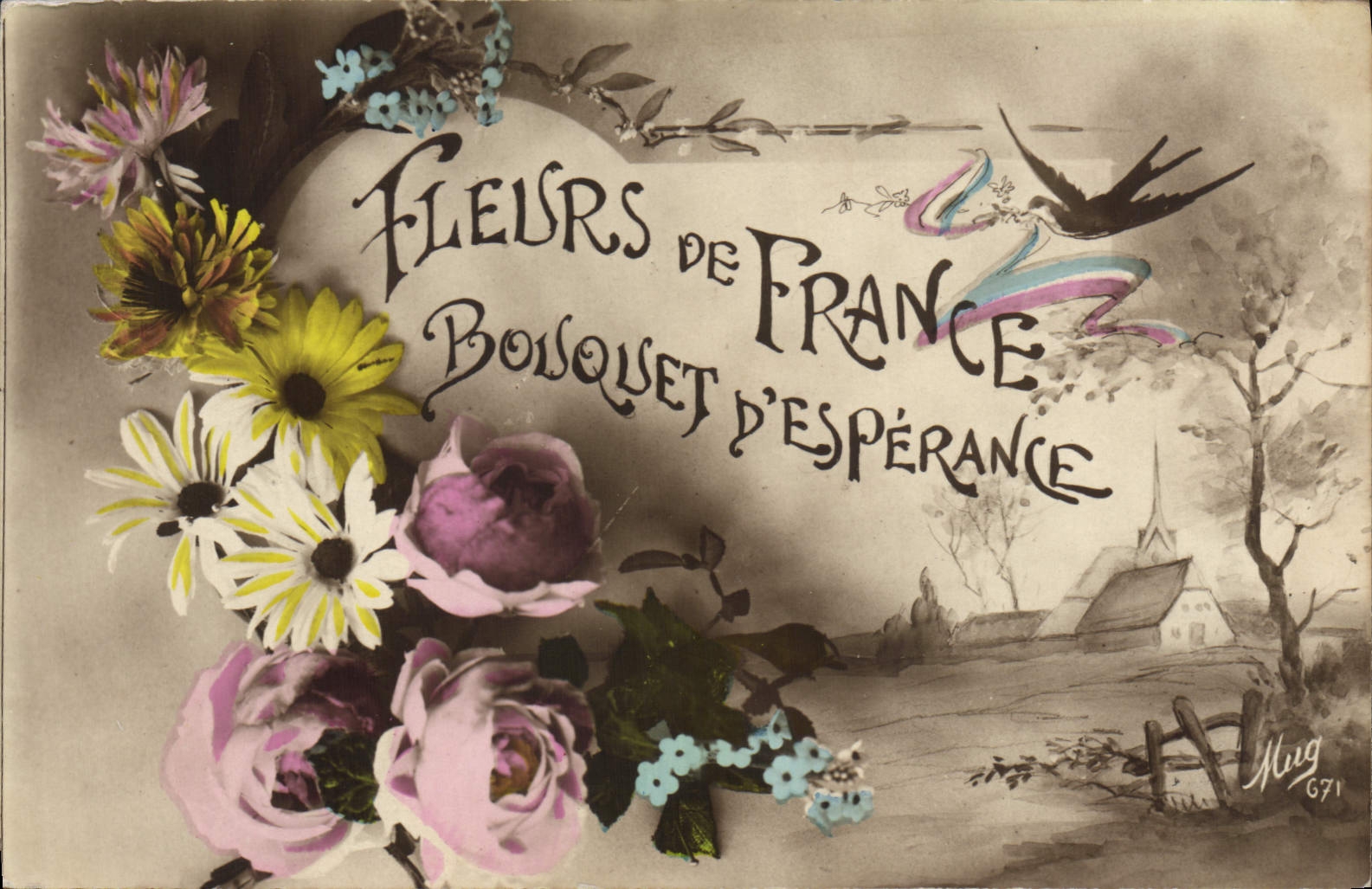 CPA Fantaisie Fleurs de France 