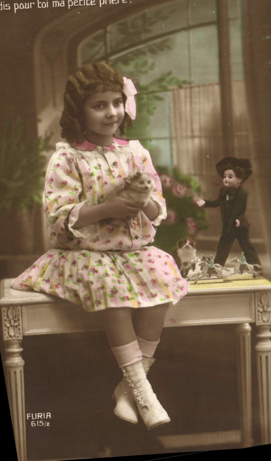 VINTAGE POSTCARD Fantasy Child Headstock Horse