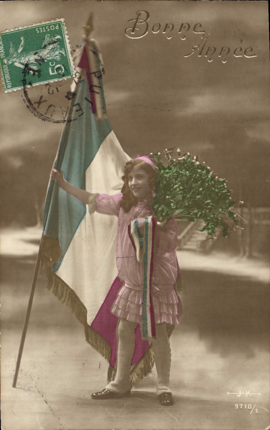 VINTAGE POSTCARD Fantasy Child Flag