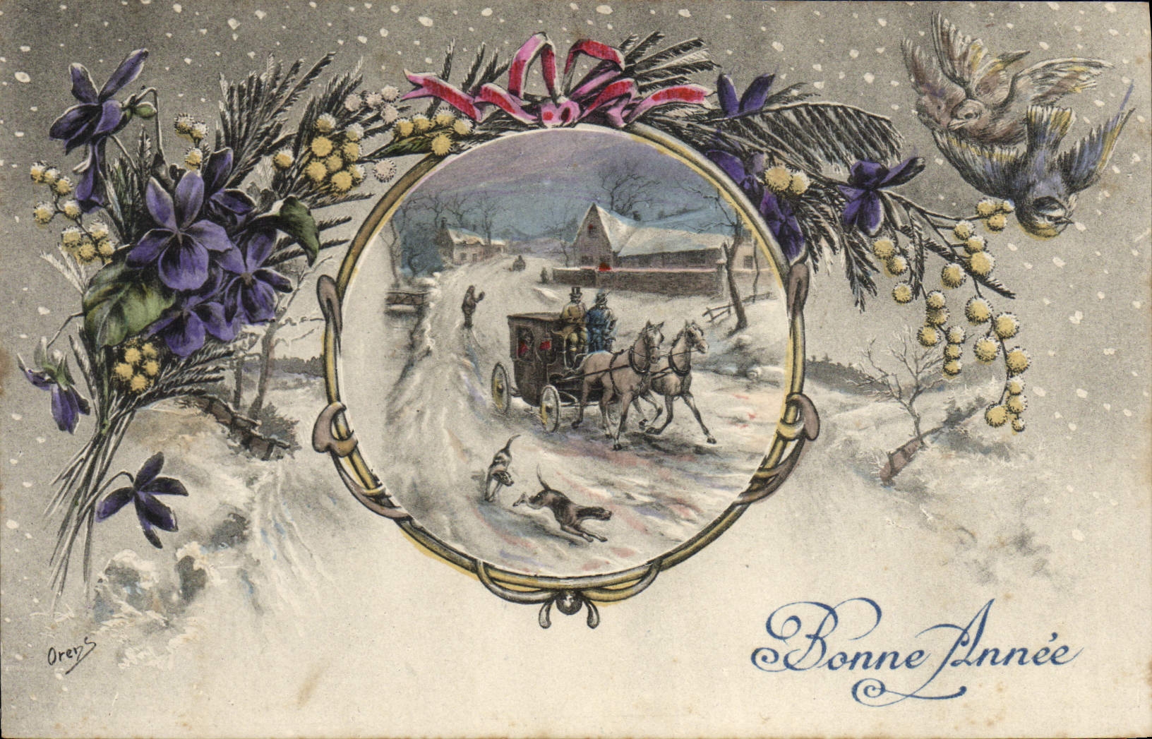 VINTAGE POSTCARD Fantasy Flowers the smile of the perfumes