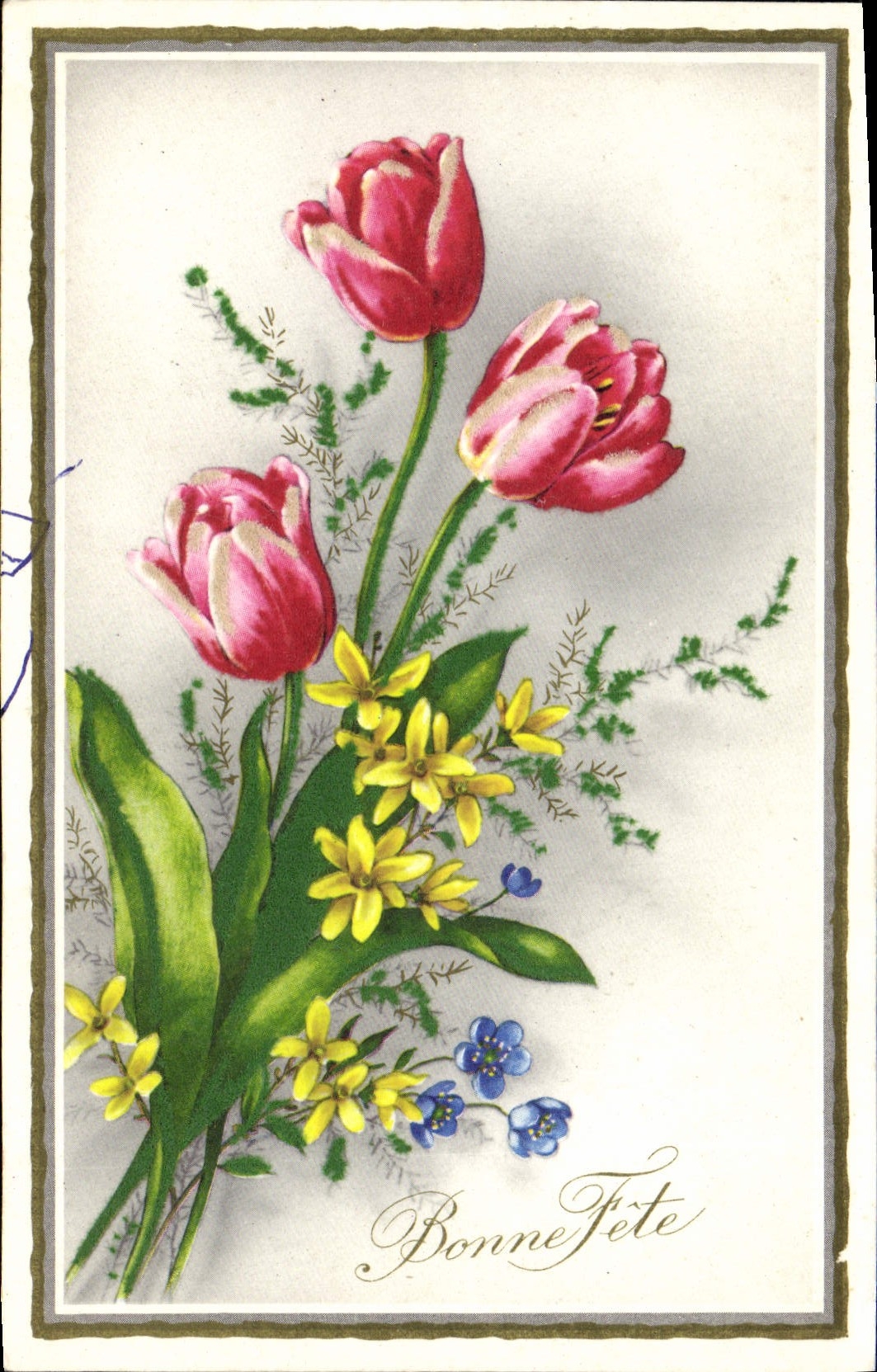 CPA Fantaisie Fleurs Bonne Fete