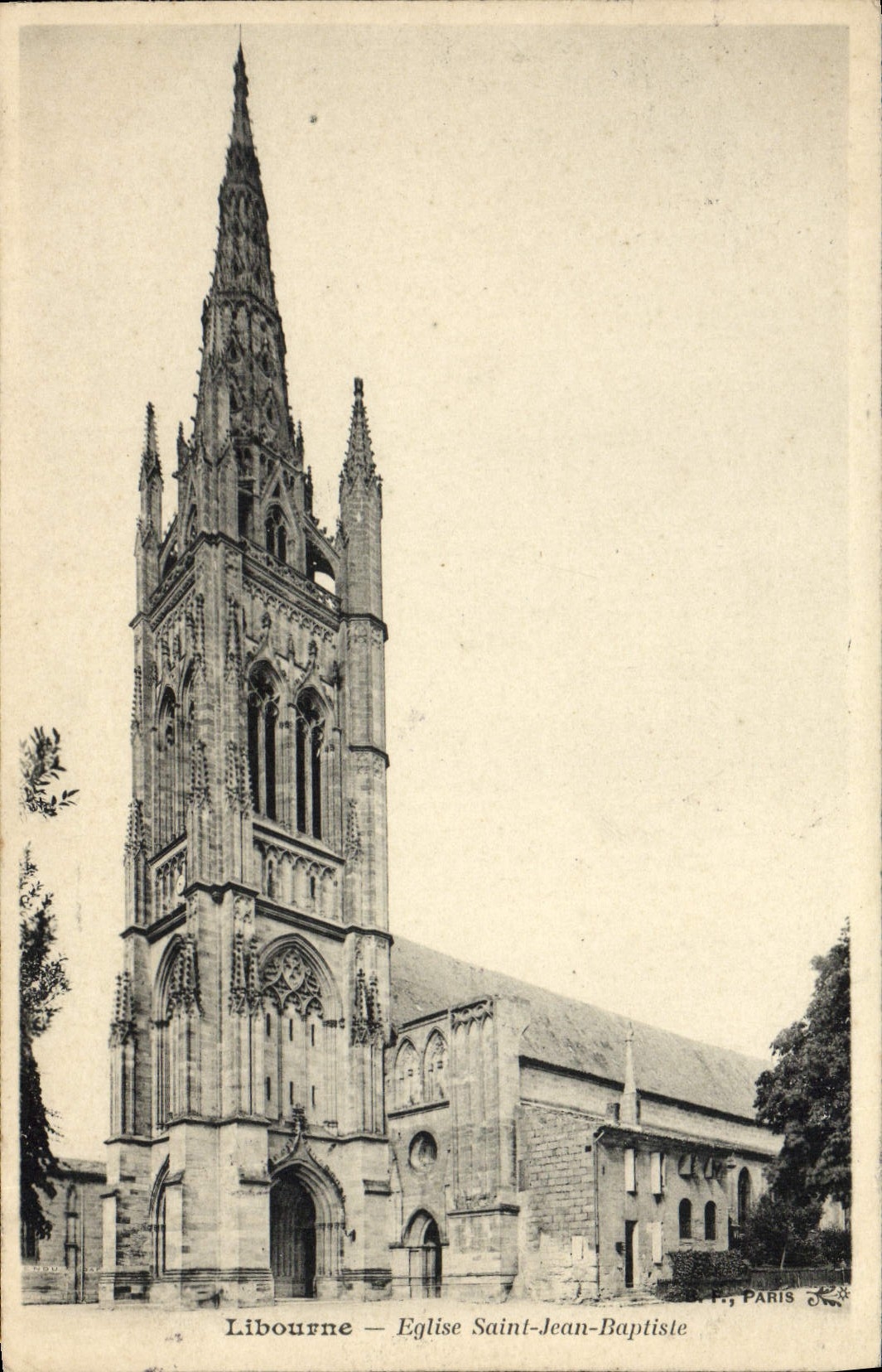 VINTAGE POSTCARD Libourne Church Saint Jean Baptisle