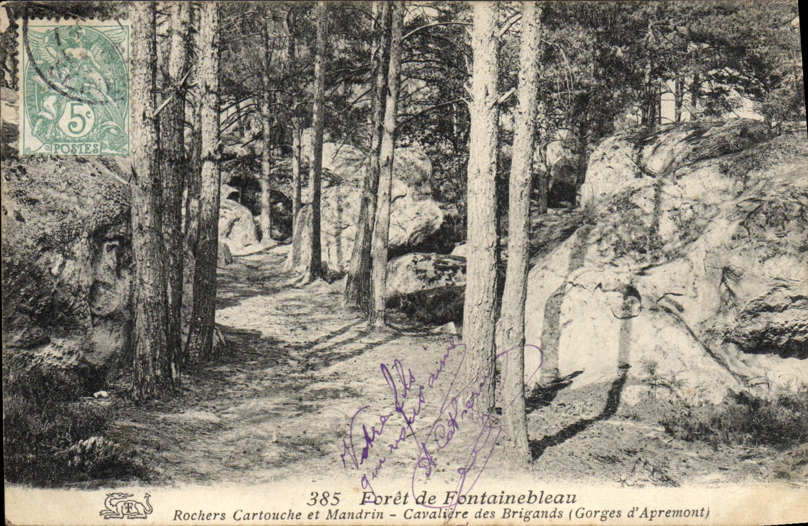 CPA Foret de Fontainebleau Rochers Cartouche et Mandrin Cavaliere des brigands Gorges d'Apremont