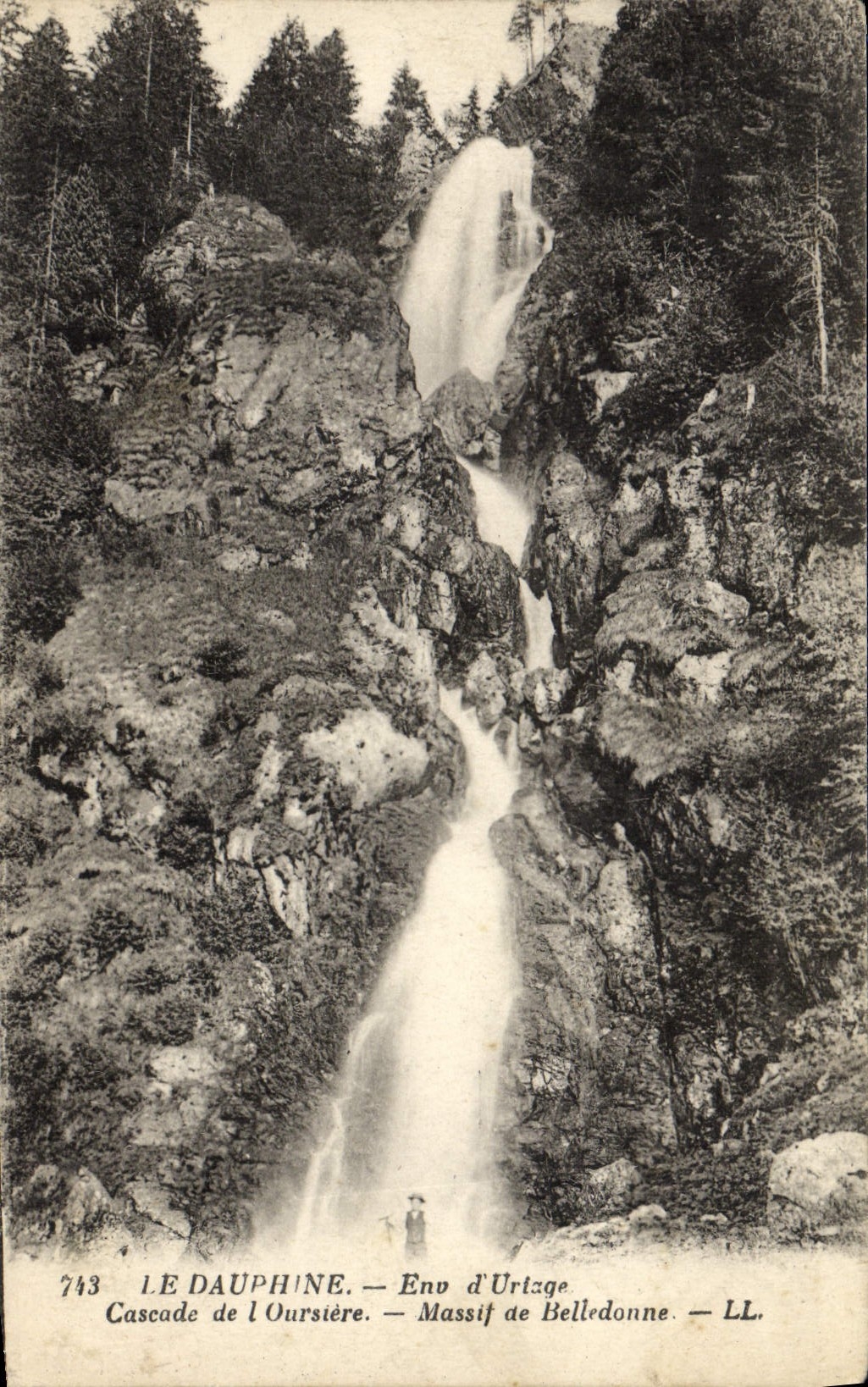 VINTAGE POSTCARD the Dauphine Surroundings of Uriage Cascade of Oursiere Massif of Belledonne