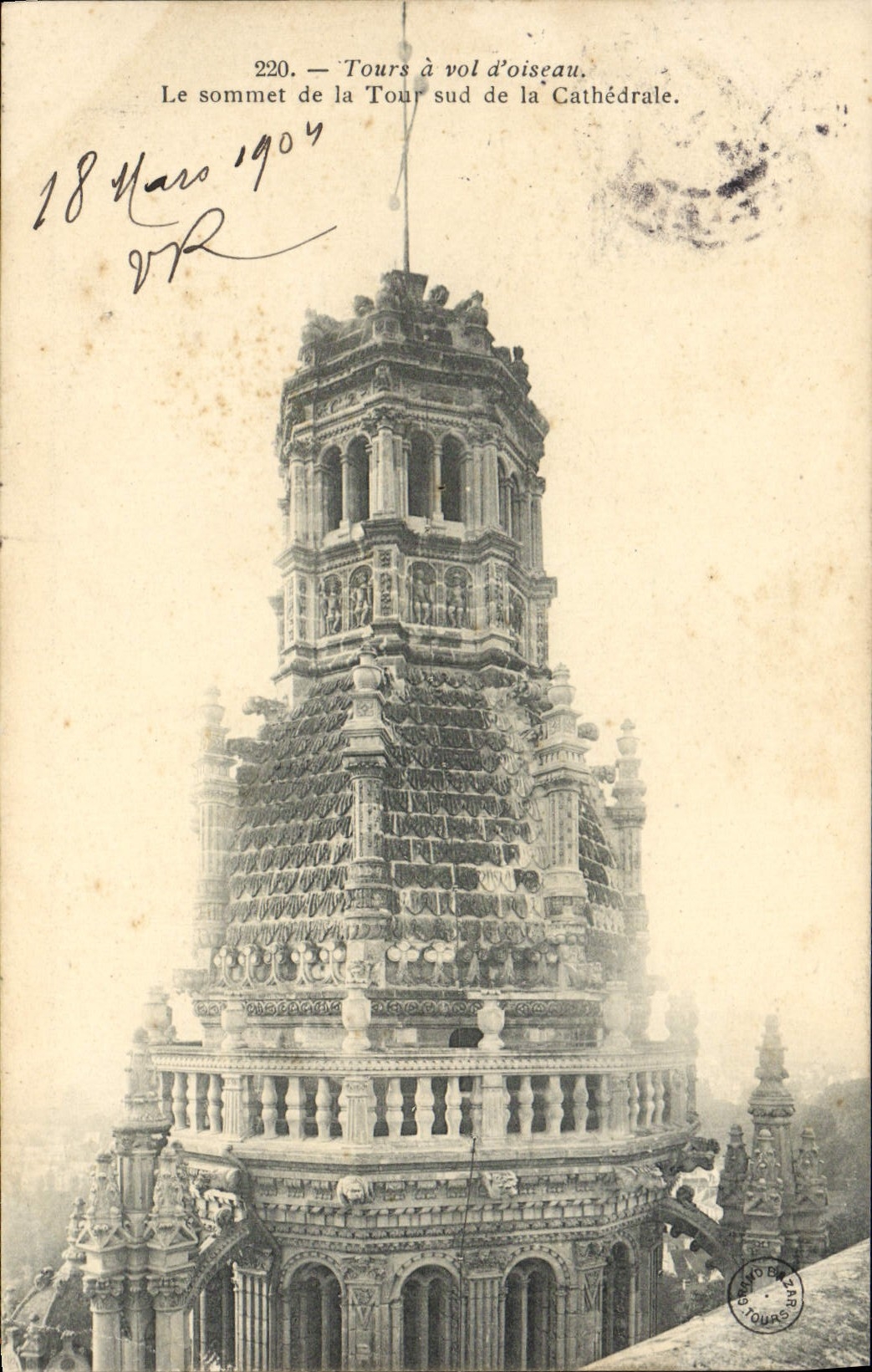 CPA Tours A Vol D'oiseau Le sommet de la tour Sud de la cathedrale 