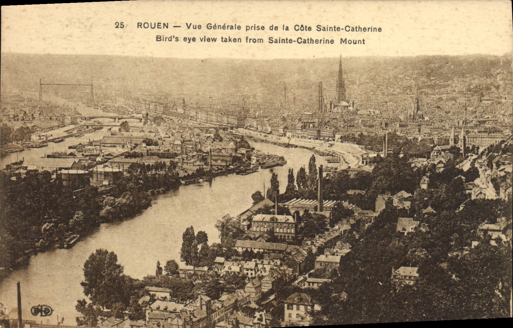 CPA Rouen Vue Generale Prise De La Cote Sainte Catherine