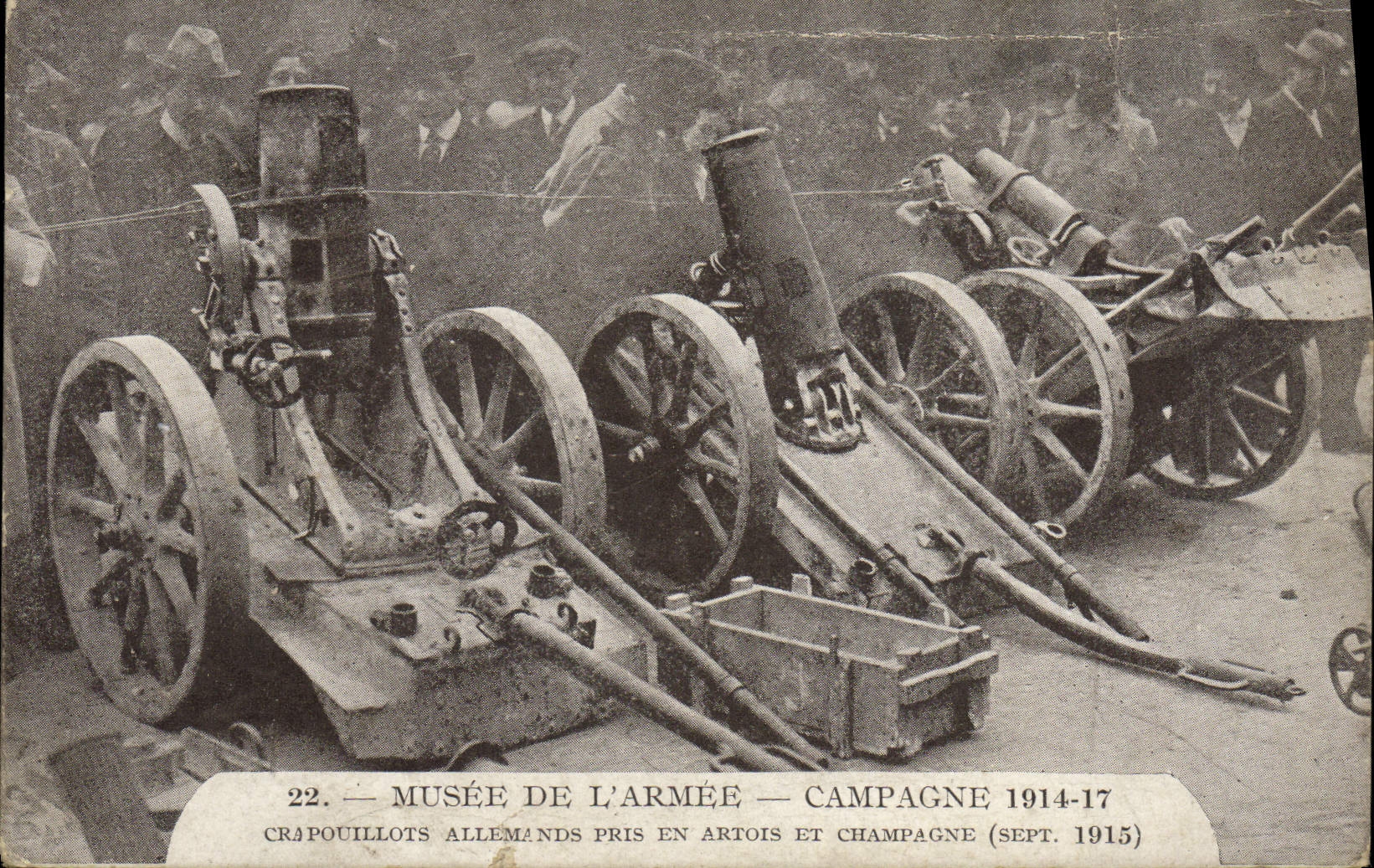 Museo de la POSTAL de la VENDIMIA de la campaña de comercialización del ejército 1914 1917 Crapouillots Artois admitido alemán y Champán Militaria