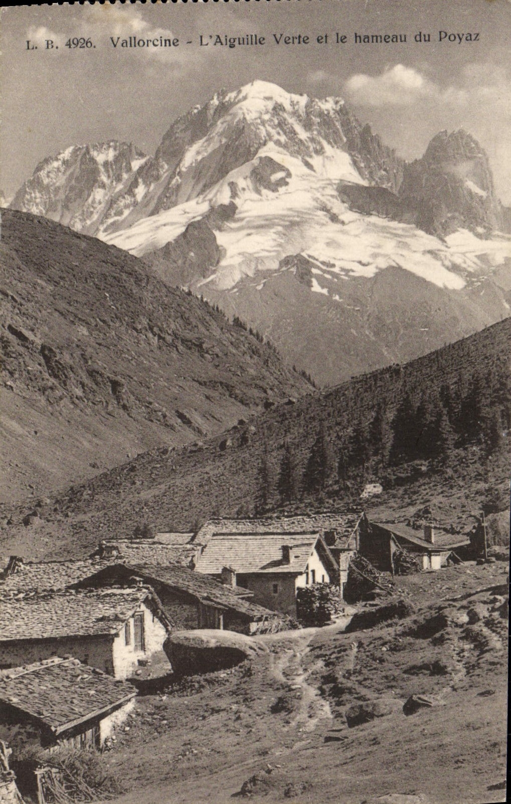 POSTAL Vallorcine de la VENDIMIA la aguja verde y el Hamlet de Poyaz