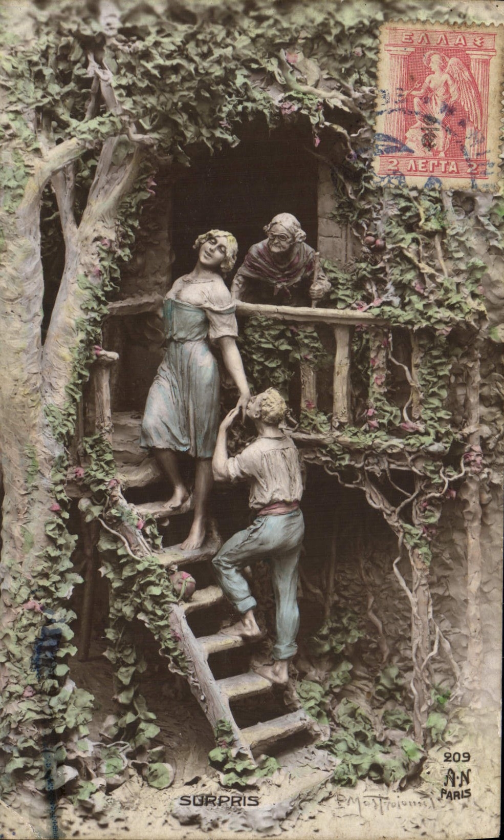 VINTAGE POSTCARD Fantasy Woman Surprised