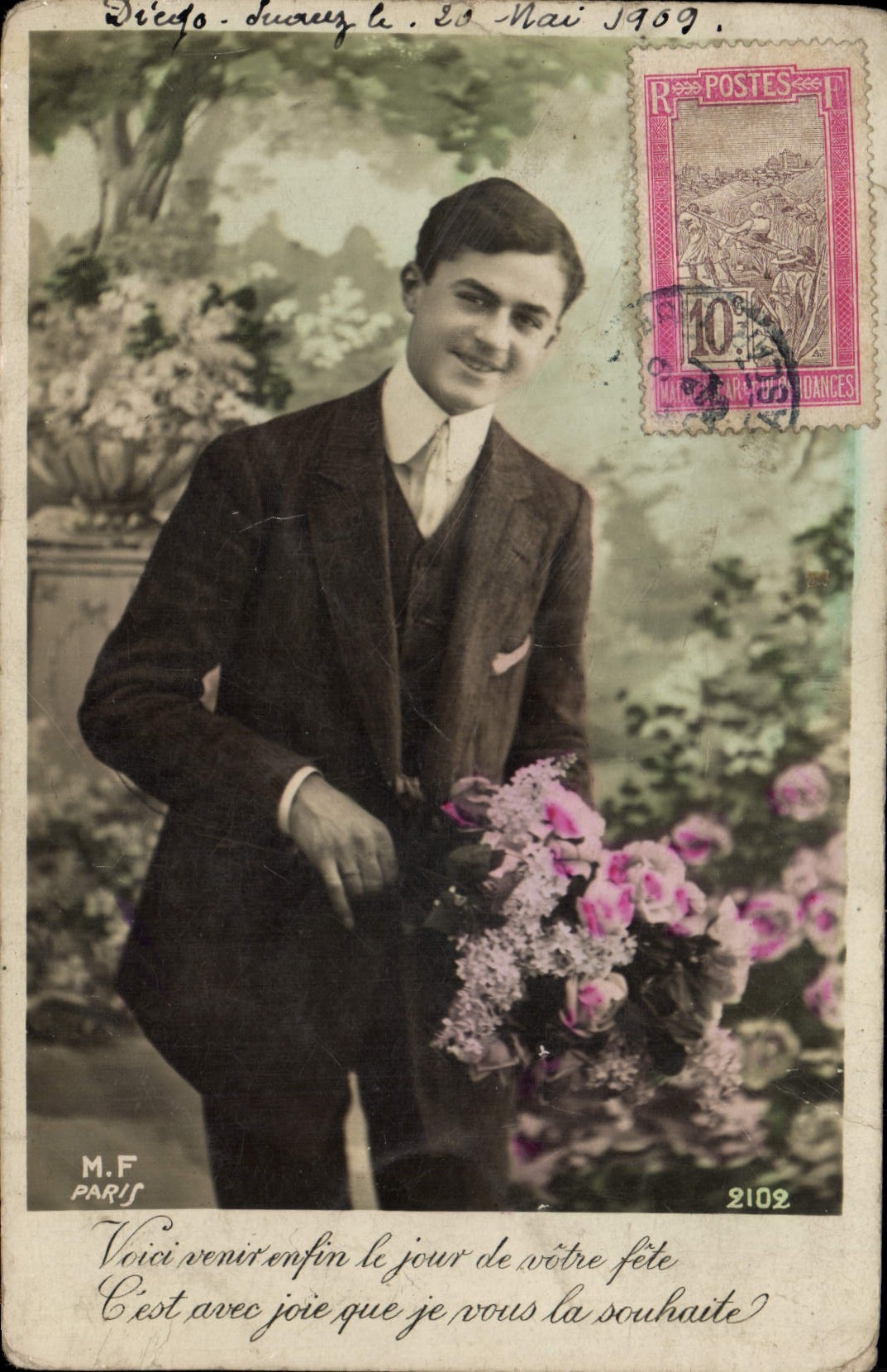 CPA Fantaisie Homme Timbre Diego Suarez Madagascar