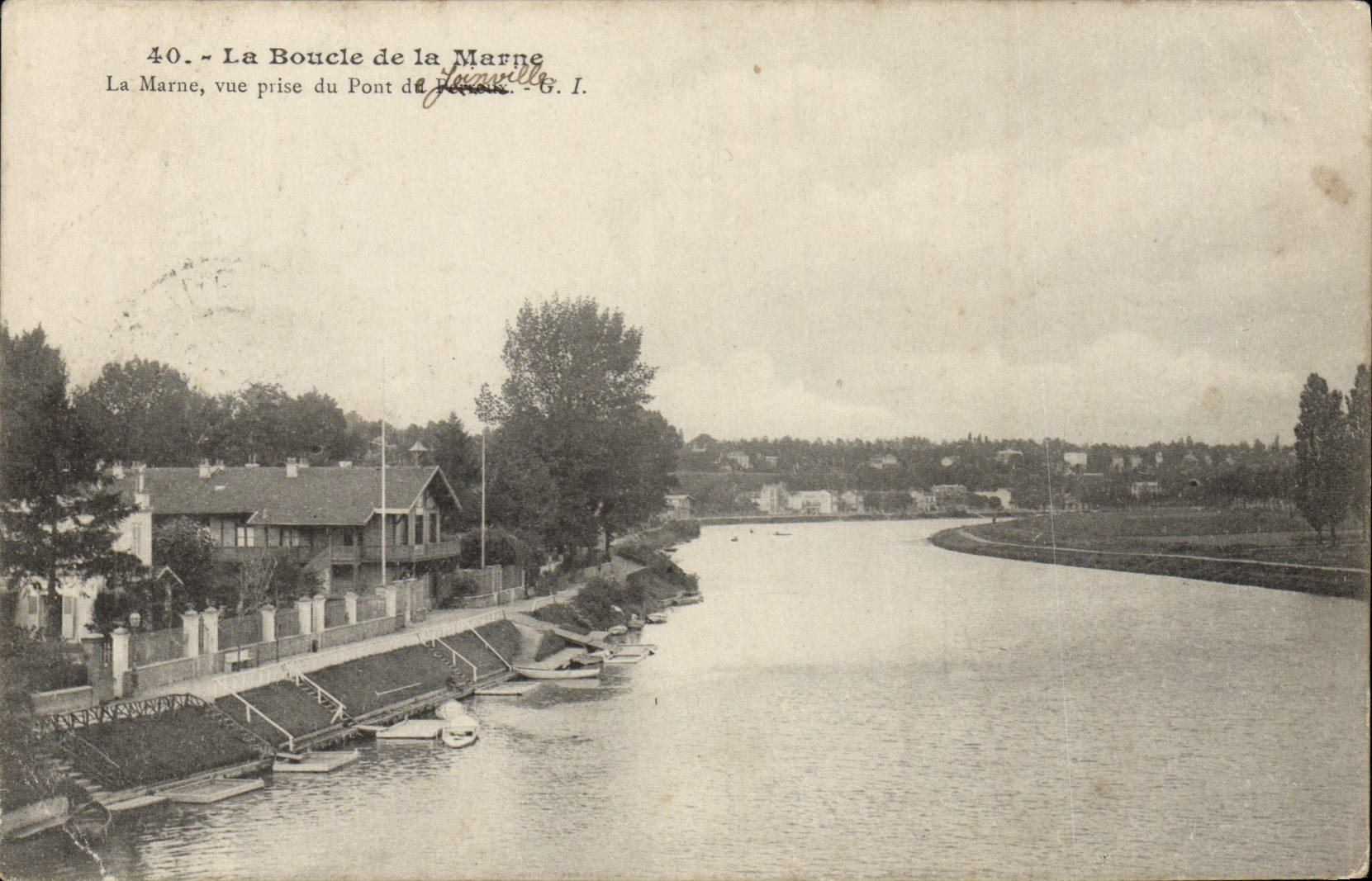 VINTAGE POSTCARD the Loop Of the Marne seen from of the bridge of Joinville