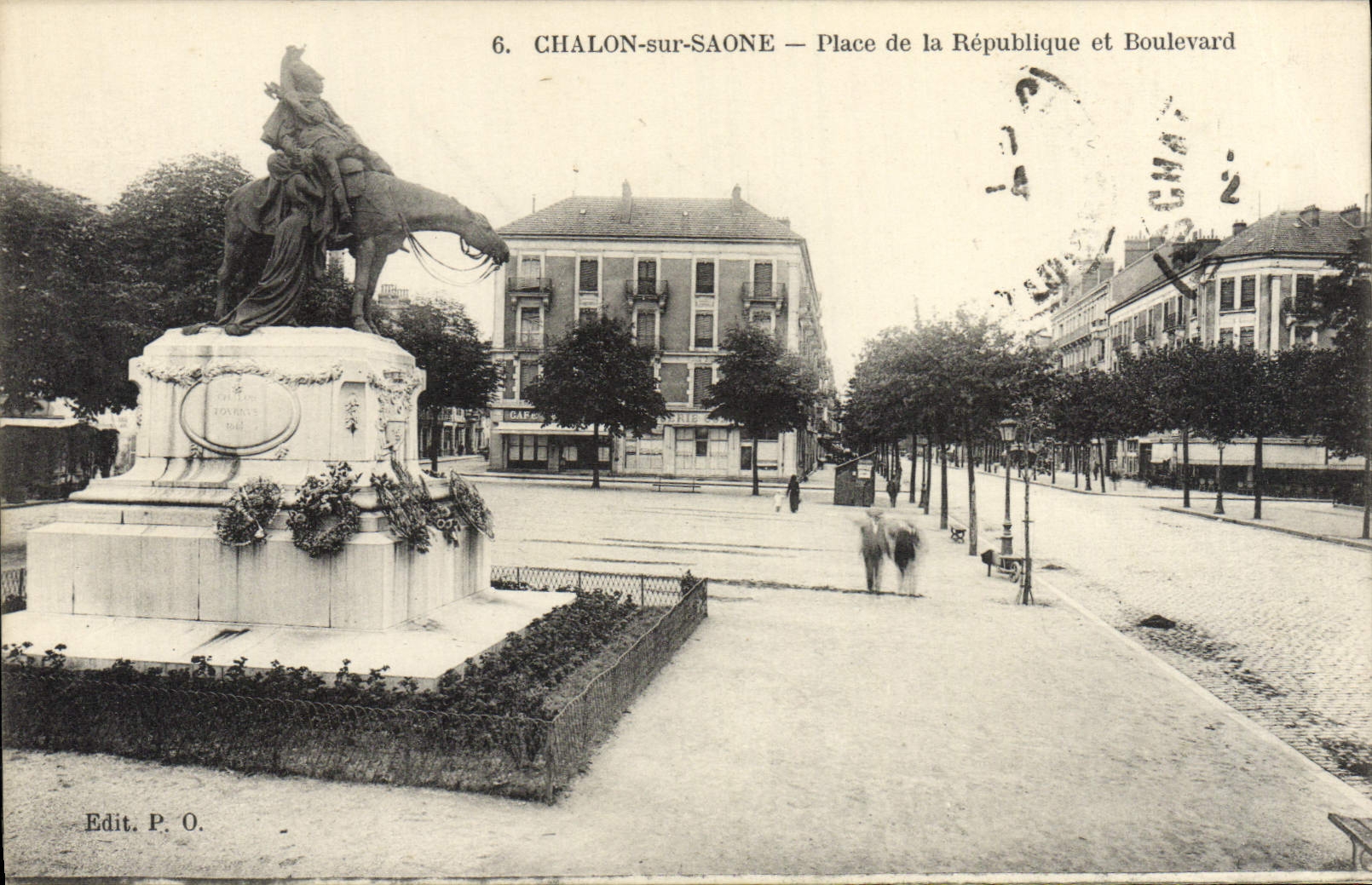 VINTAGE POSTCARD Chalon On the Saone Places Republic And Boulevard Militaria Horse
