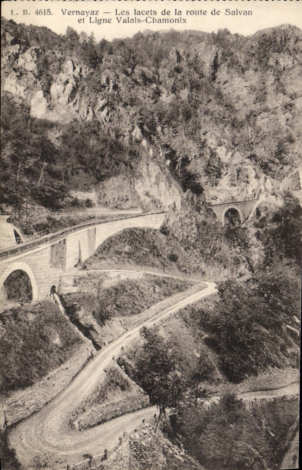 VINTAGE POSTCARD Vernayaz the Laces Of the Road De Salvan and line Were worth Chamonic