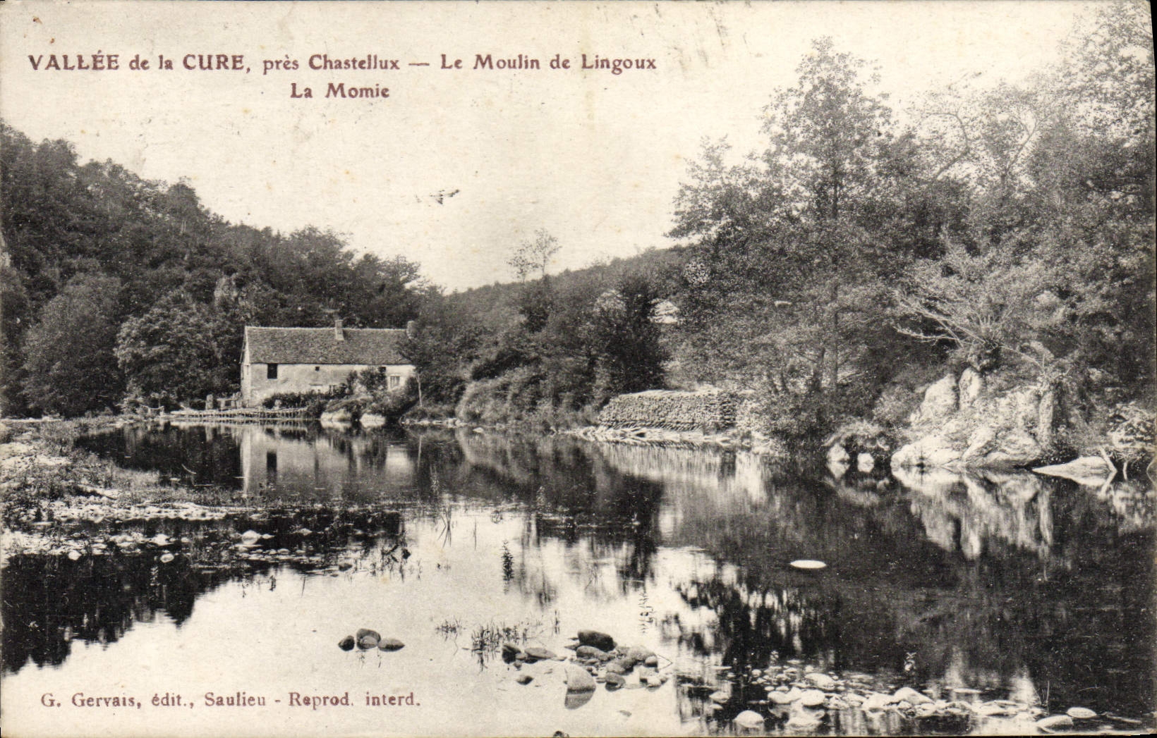 Valle de la POSTAL de la VENDIMIA del cierre Chastellux de la curación el molino De Lingoux la momia