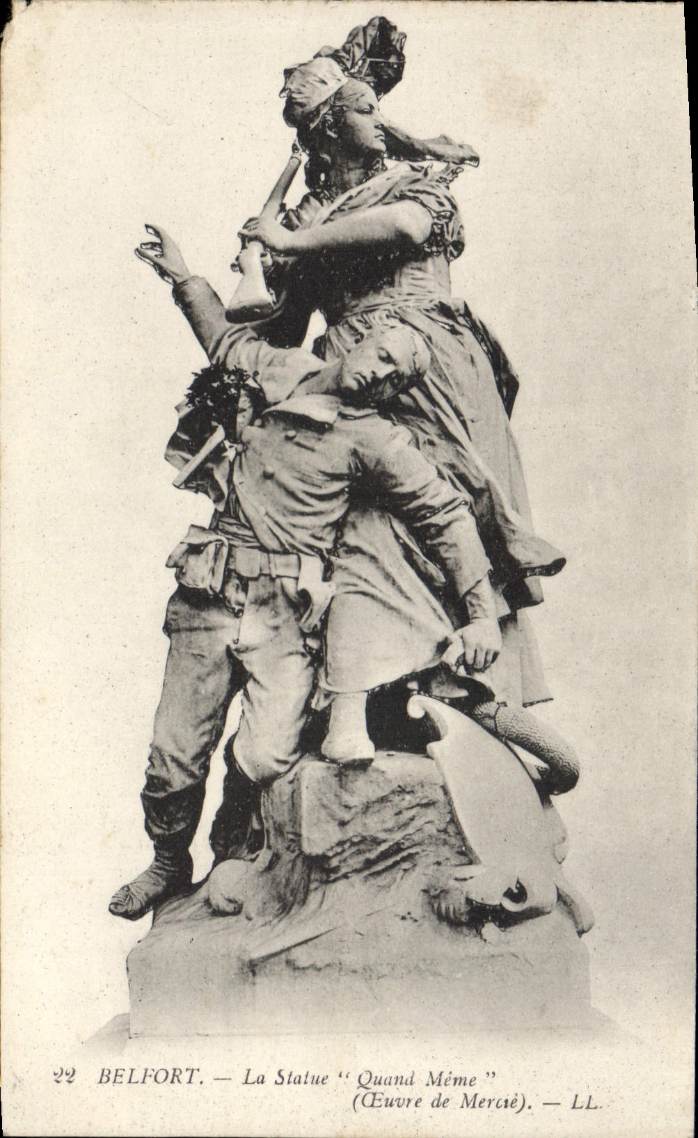 VINTAGE POSTCARD Belfort the Statue Nevertheless