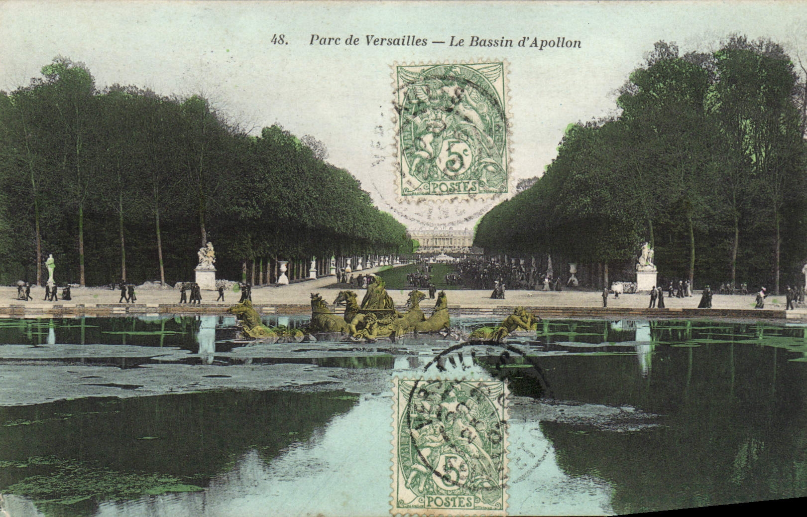 VINTAGE POSTCARD Park Of Versailles the Basin Of Apollo