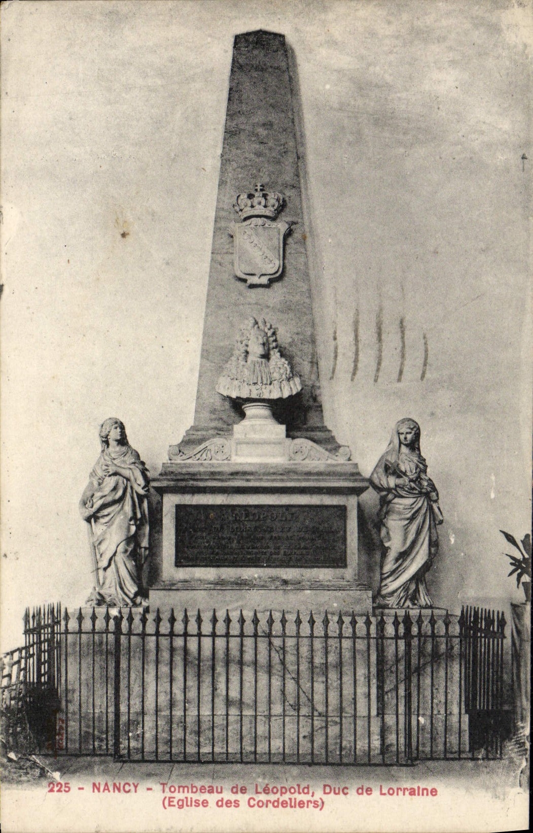 Tumba de Nancy de la POSTAL de la VENDIMIA del duque de Leopold de la iglesia de Lorena de Cordeliers