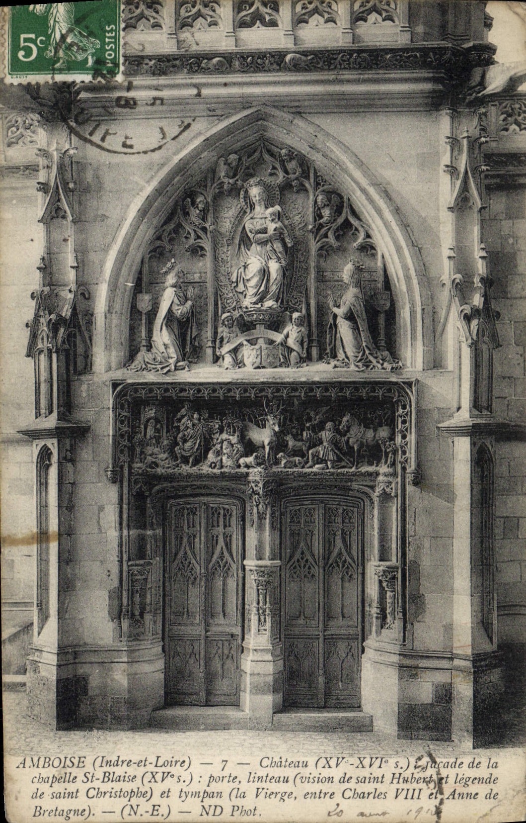 POSTAL Amboise de la VENDIMIA el ataque frontal del castillo del St Blaise de la cámara acorazada