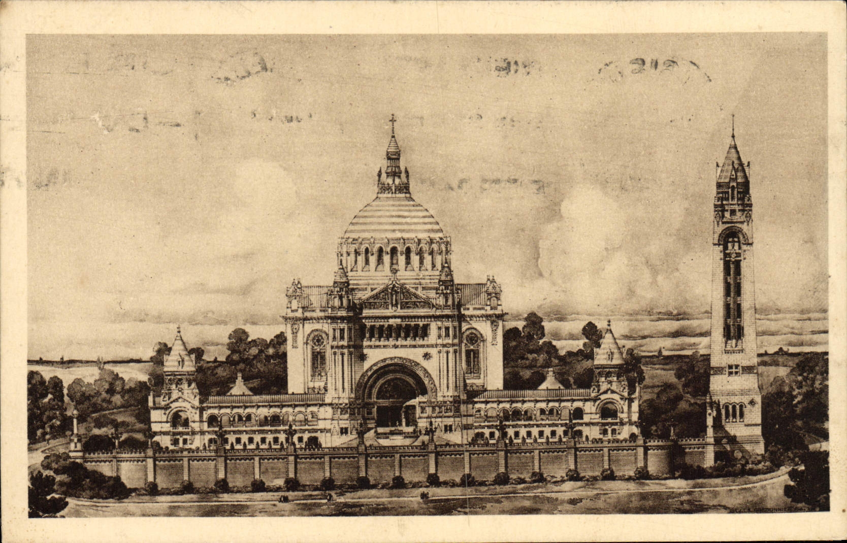 POSTAL de la VENDIMIA la basílica de Lisieux