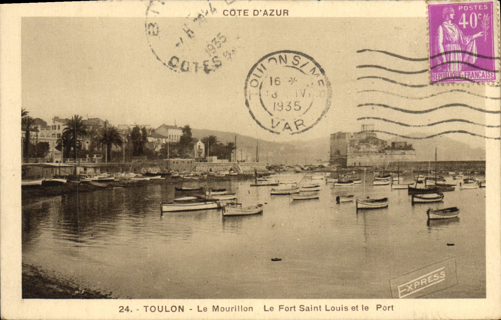 CPA Toulon Le Mourillon Le Fort Saint Louis Et Le Port Bateaux