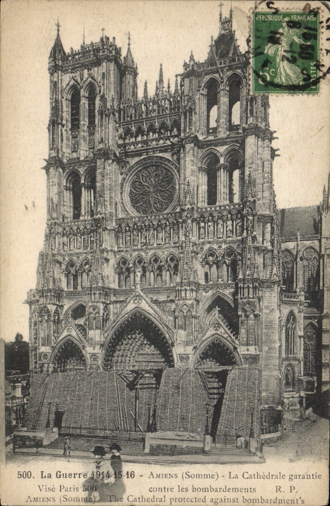 VINTAGE POSTCARD Amiens the Cathedral Guaranteed against the Militaria bombardments