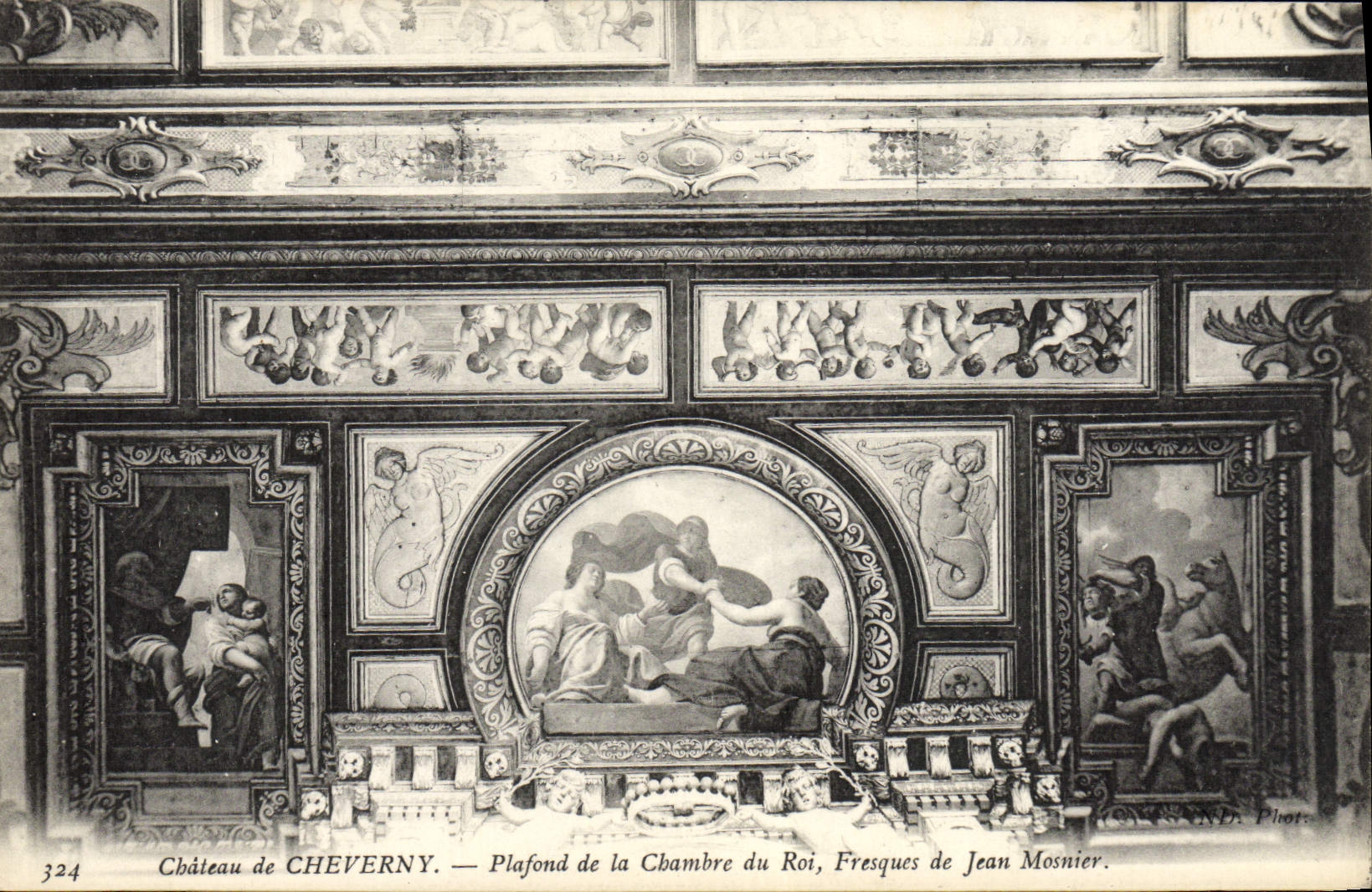 VINTAGE POSTCARD Cheverny Ceiling Of the Room Of King Fresques of Jean Mosnier