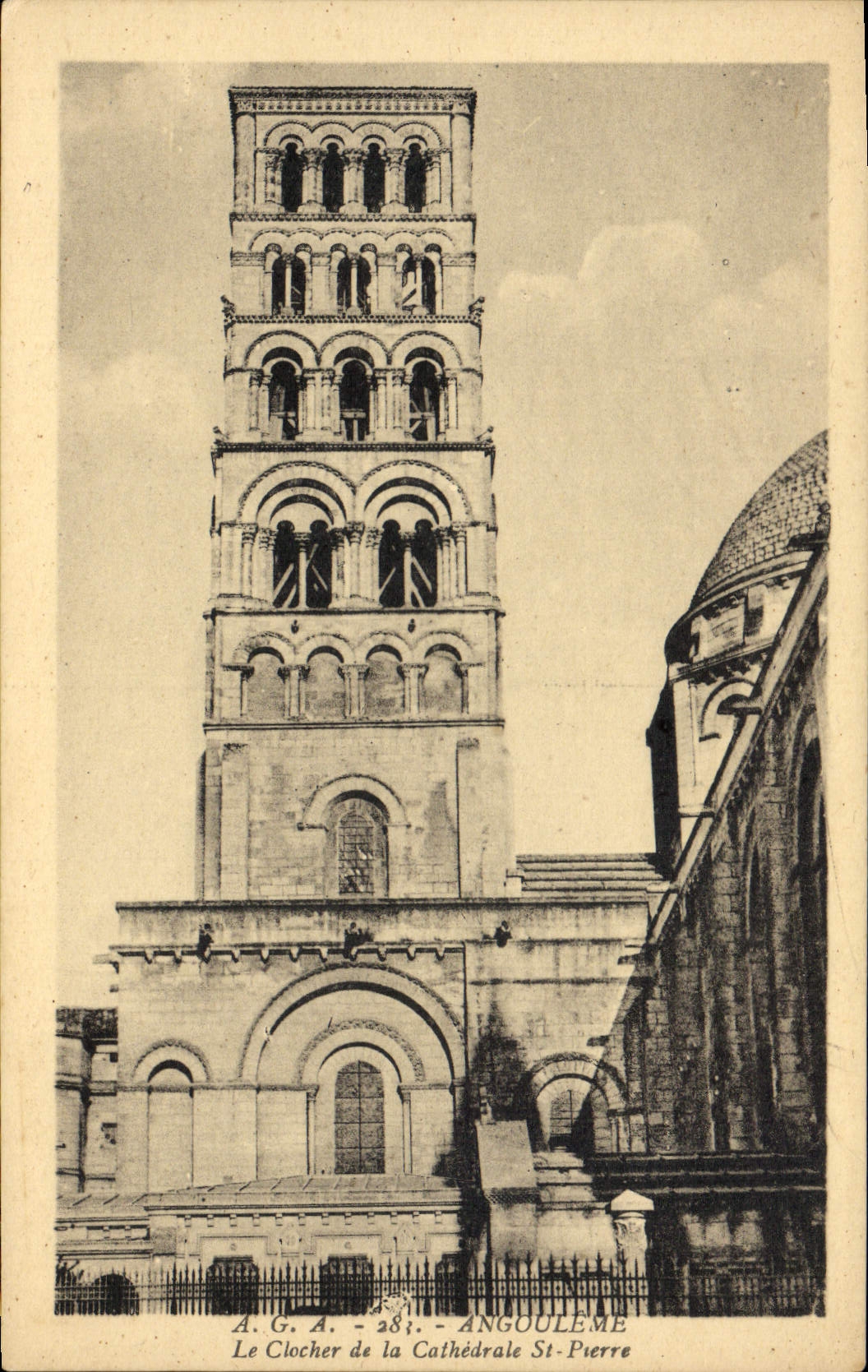 VINTAGE POSTCARD Angouleme the Bell-tower Of the Cathedral St Pierre