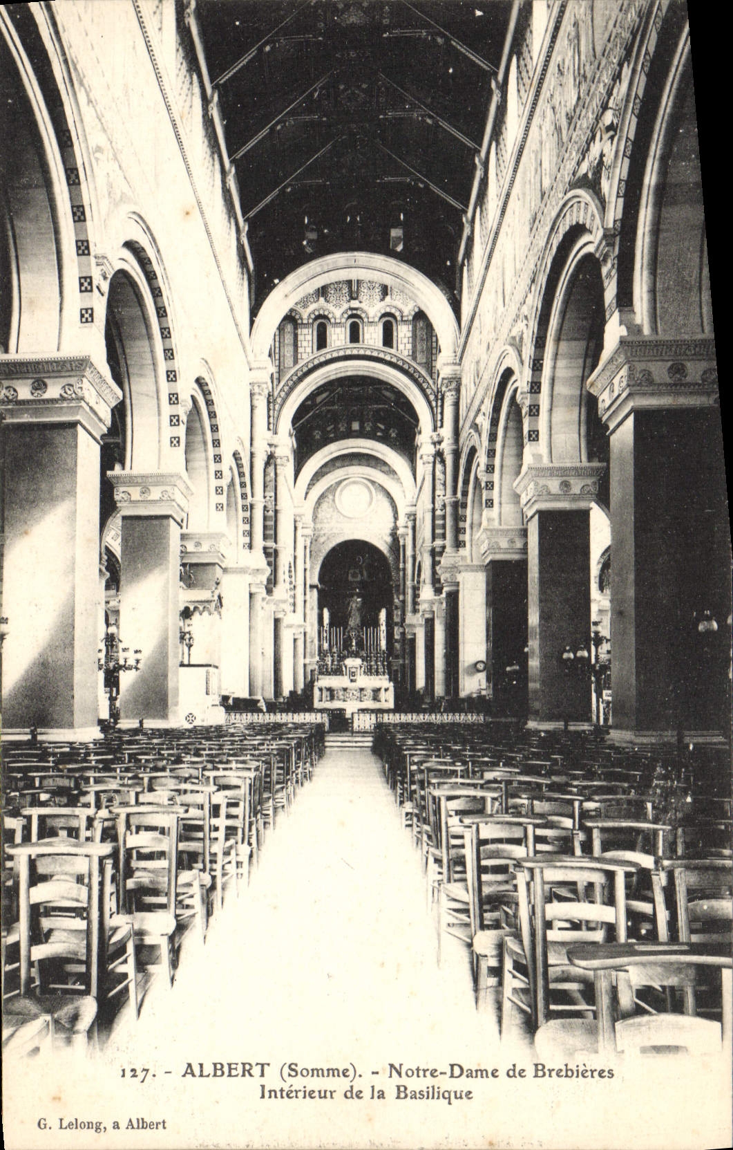 VINTAGE POSTCARD Albert Notre Dame de Brebieres Interior of the basilica