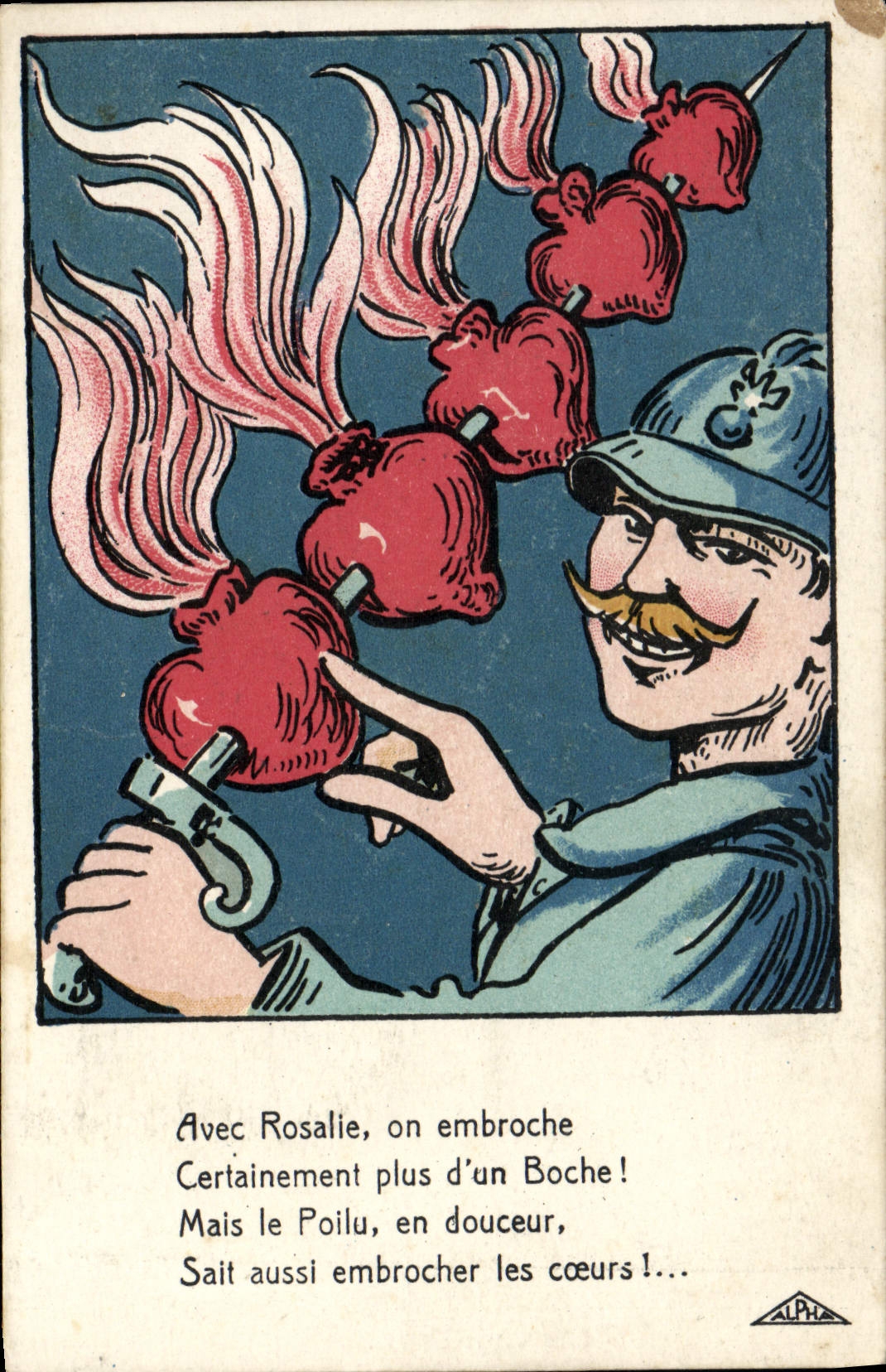 VINTAGE POSTCARD With Rosalie one spits Certainement more than one Boche Militaria