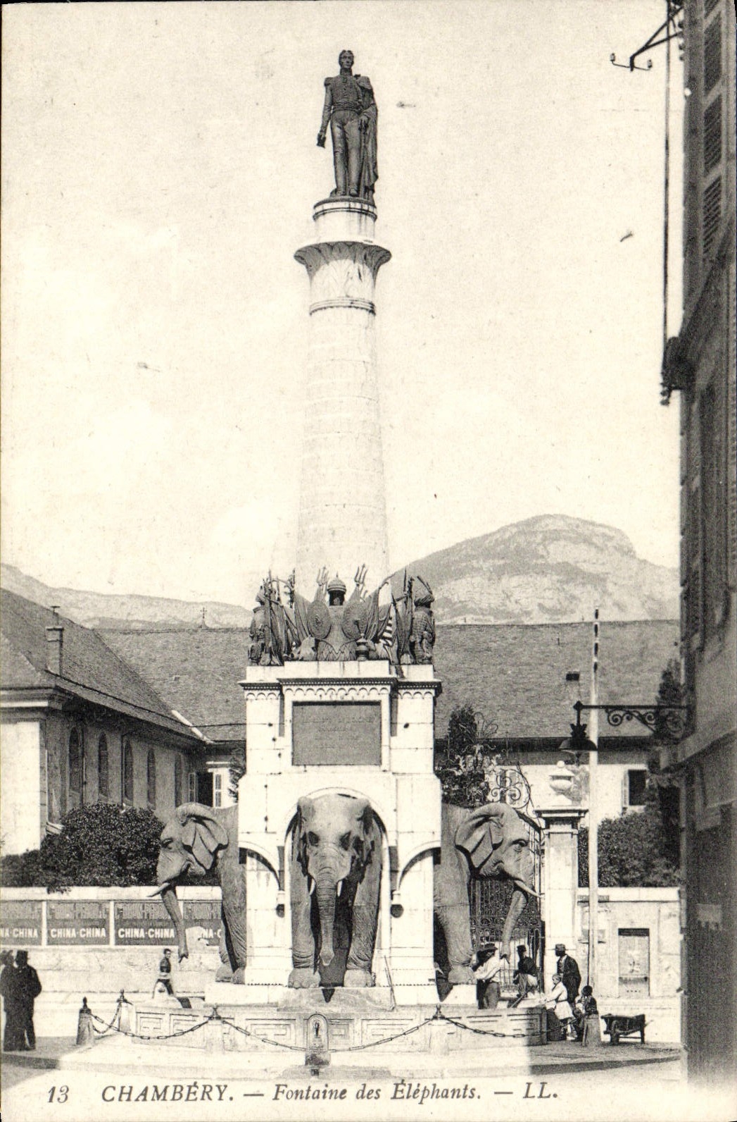 VINTAGE POSTCARD Chambéry Fountain of Etephants Elephant