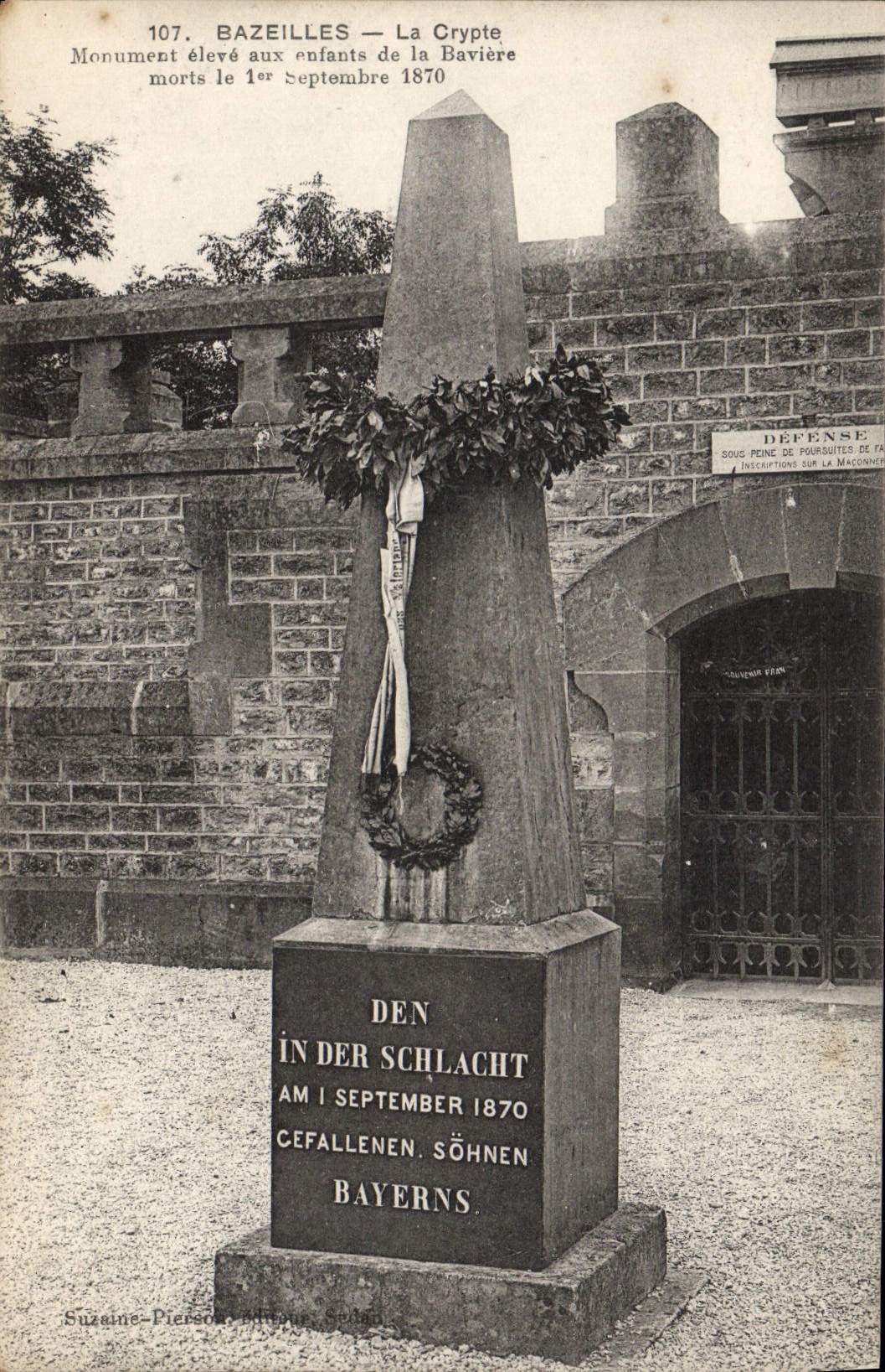 VINTAGE POSTCARD Bazeilles the Crypt Monument raised with the children of Bavaria Militaria