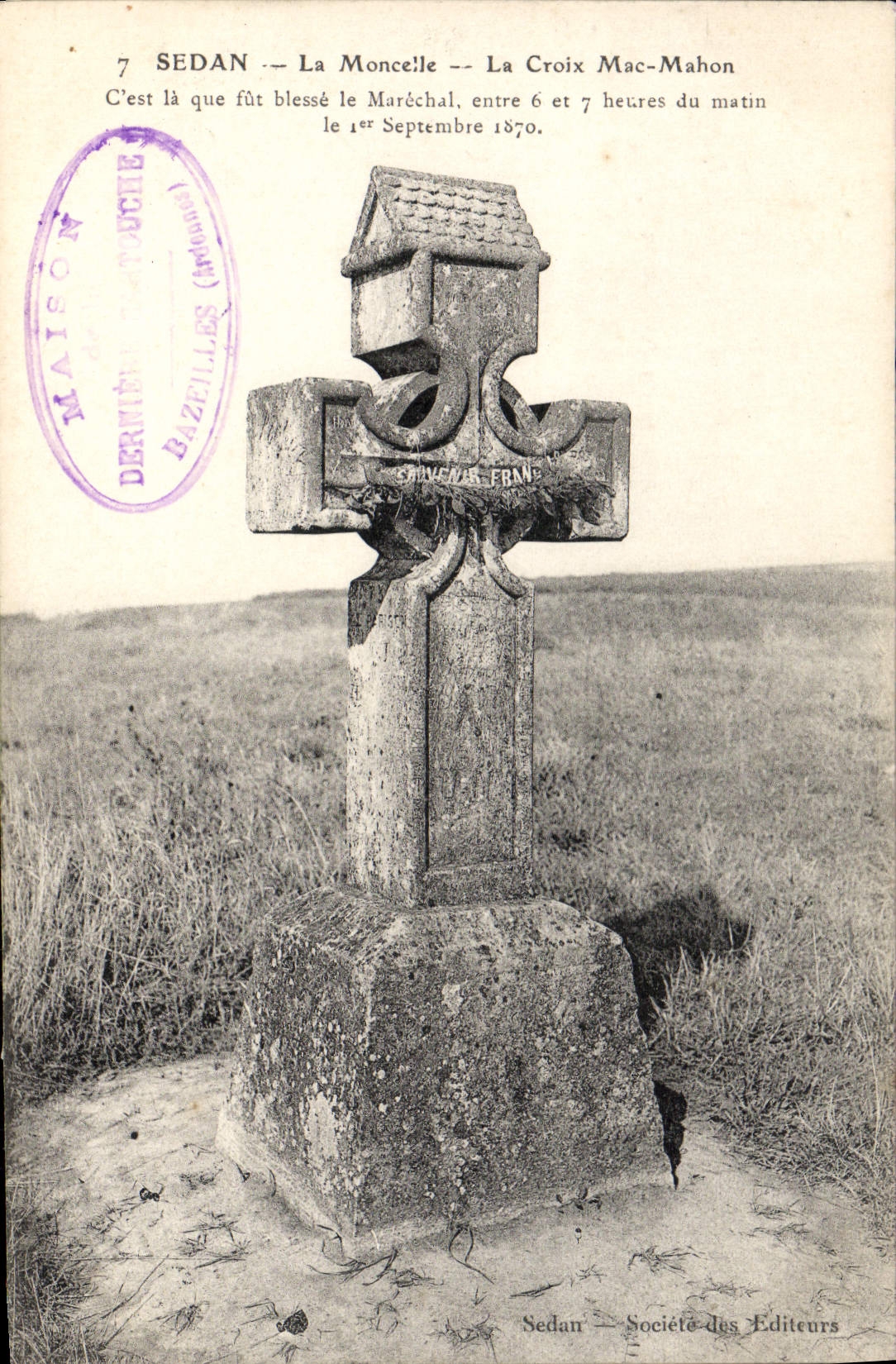 VINTAGE POSTCARD Sedan Moncelle the Cross Mac Mahon Militaria