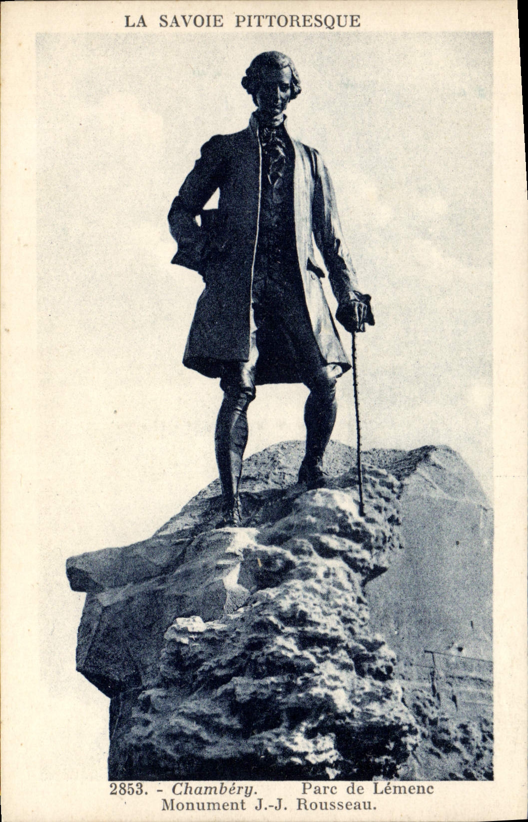 VINTAGE POSTCARD Chambéry Park of Lemenc Monument JJ Rousseau