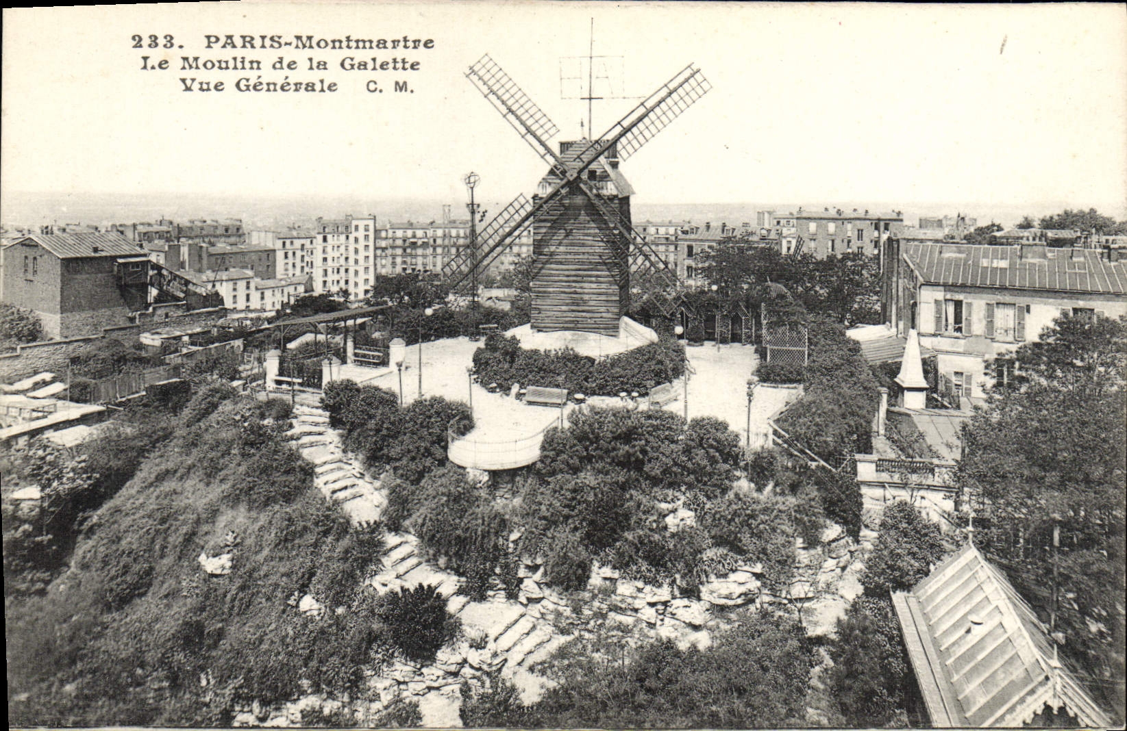 VINTAGE POSTCARD Paris Montmartre the Mill of Wafer View