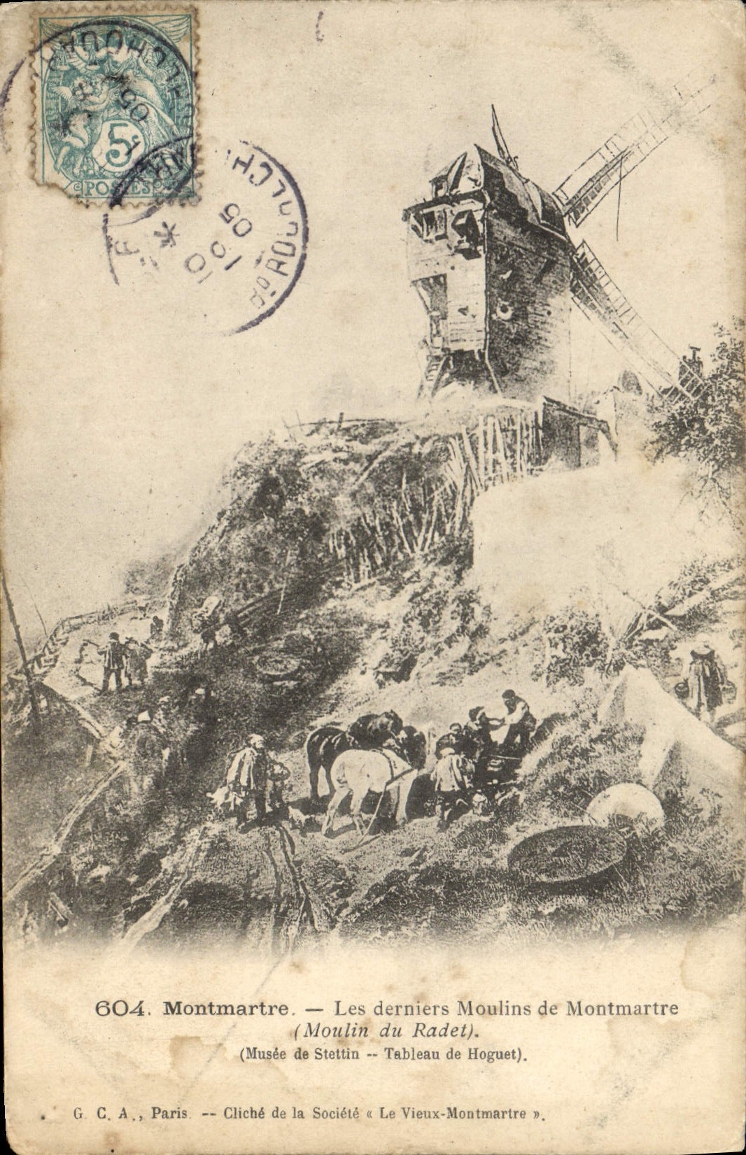 VINTAGE POSTCARD Montmartre the Last Moulins of Montmartre Mill of Radet