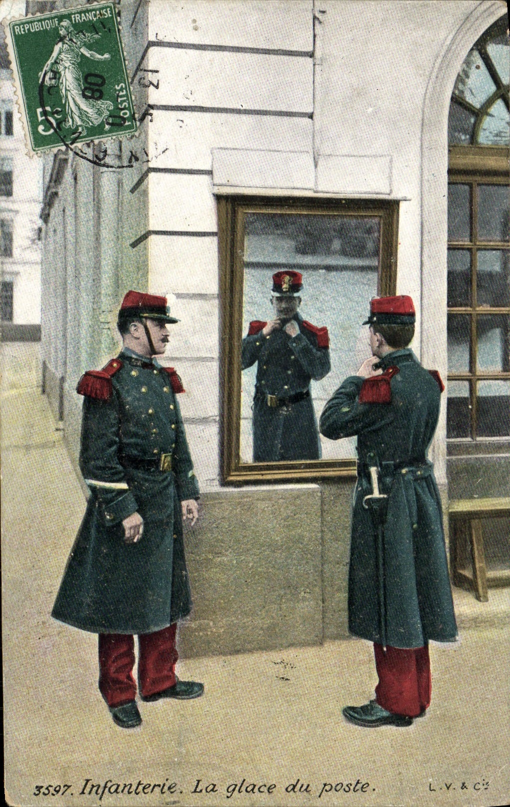 CPA Infanterie La glace du Poste Militaria