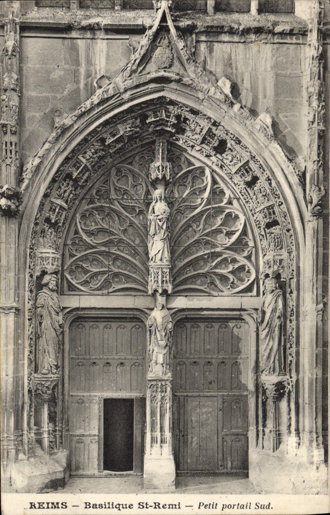 Puerta meridional del Saint Remi de la basílica de Reims de la POSTAL de la VENDIMIA pequeña