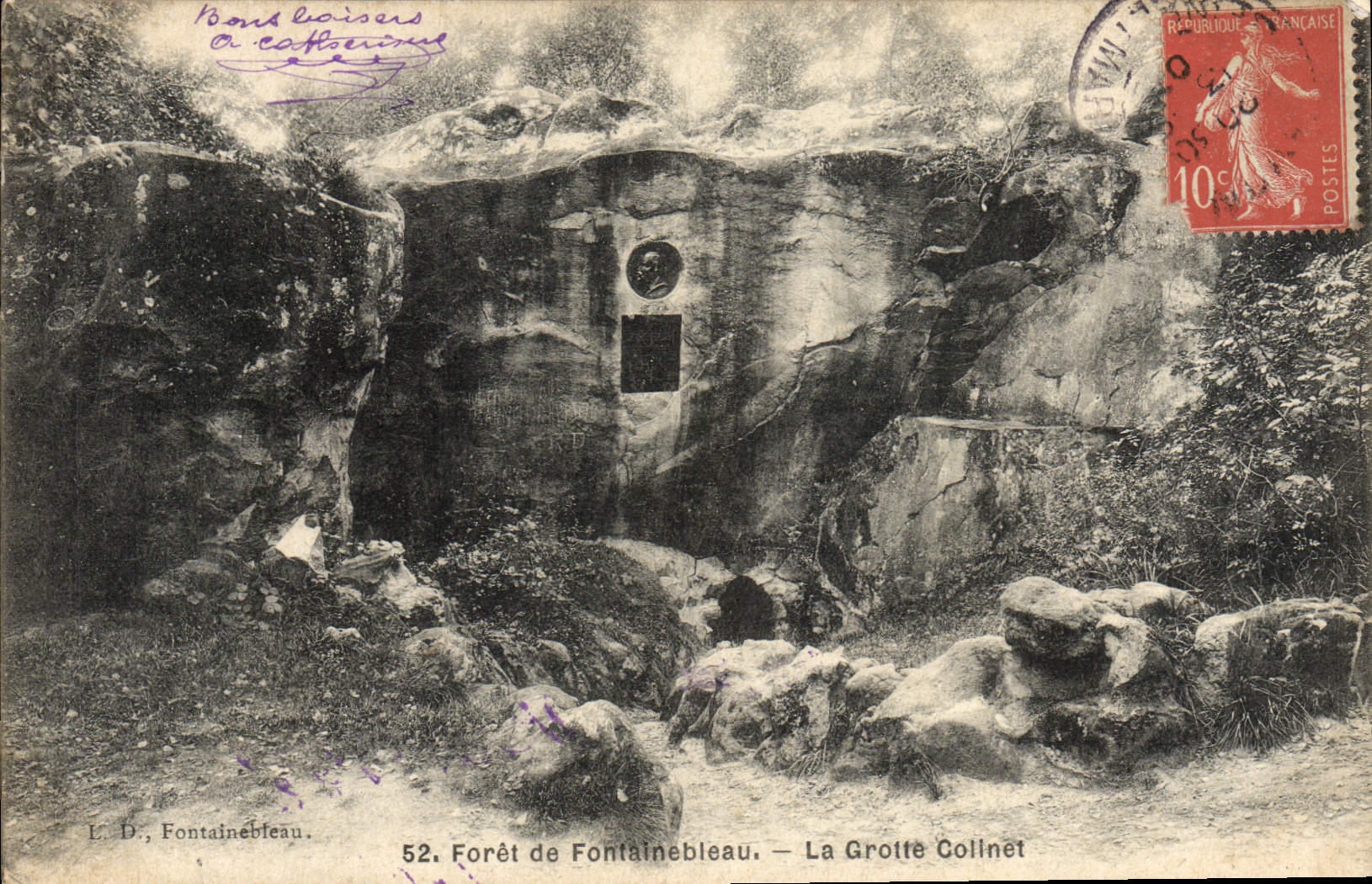 VINTAGE POSTCARD Drill of Fontainebleau the Collnet Cave