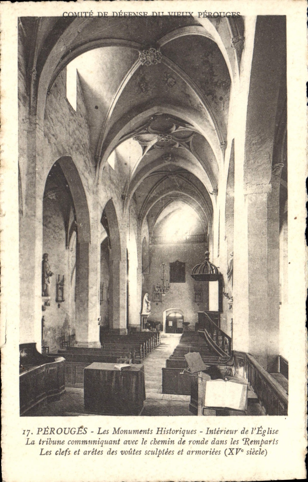 POSTAL Perouges interior de la VENDIMIA de la plataforma la plataforma