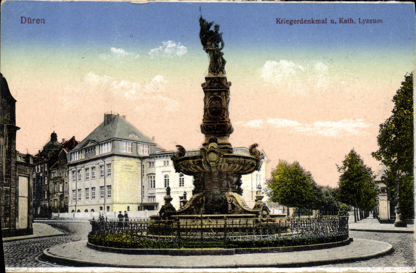 VINTAGE POSTCARD Duren Kriegeroenkmal Kath Tyzeum