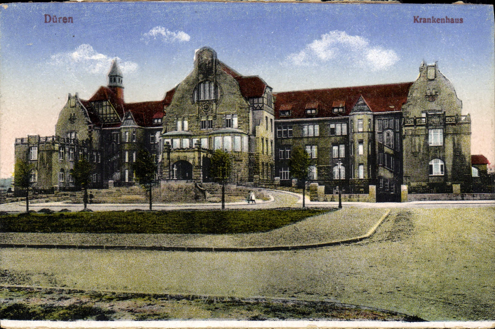 VINTAGE POSTCARD Duren Krankenhaus
