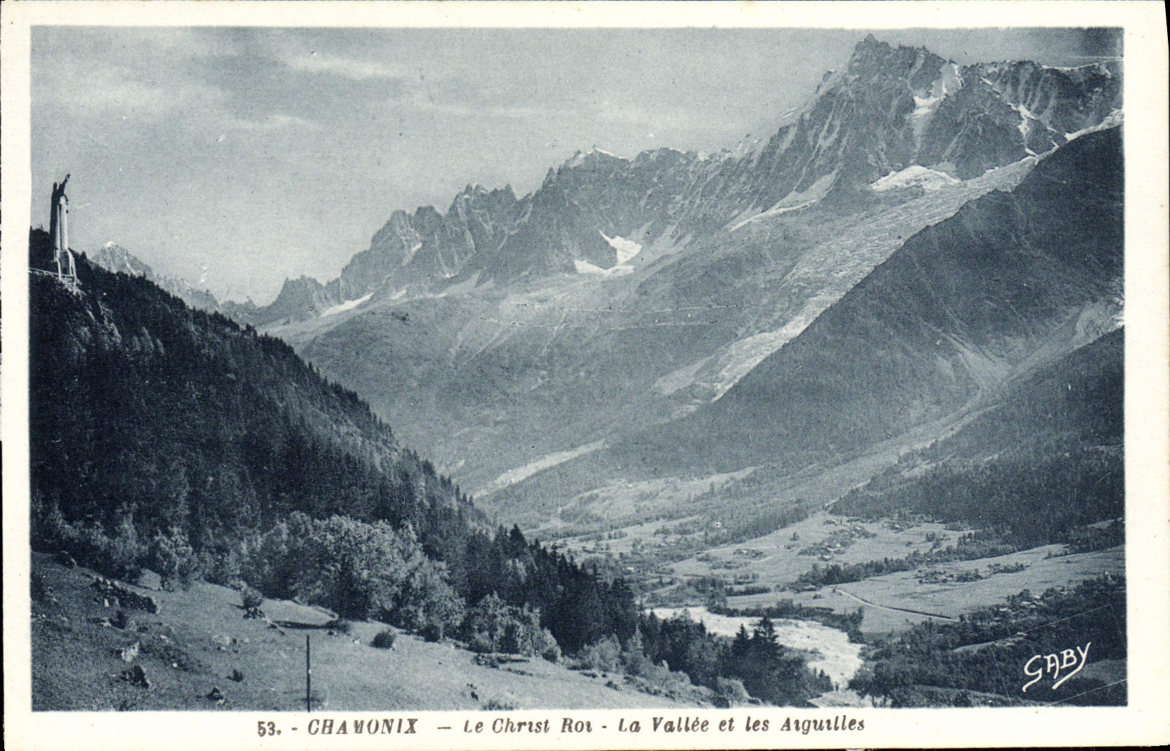 Rey de Chamonix Cristo de la POSTAL de la VENDIMIA el valle y las agujas
