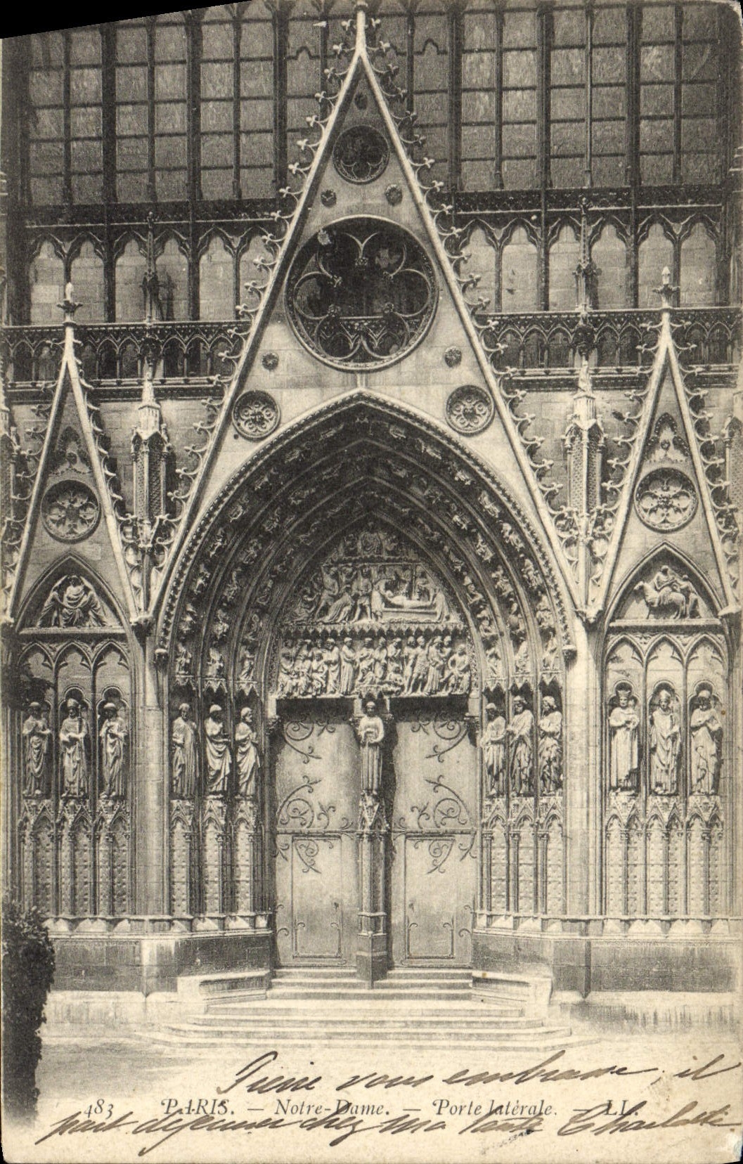 CPA Paris Notre Dame Porte laterale