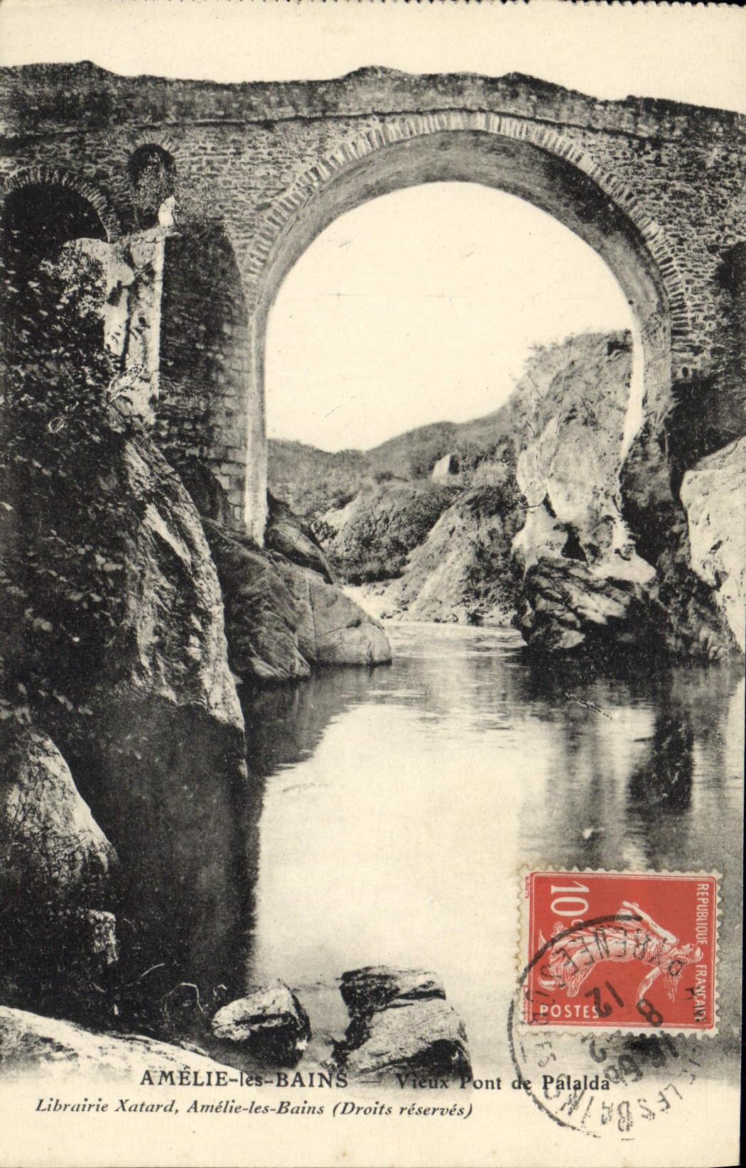 VINTAGE POSTCARD Amelie Les Bains Old Bridge of Palalda