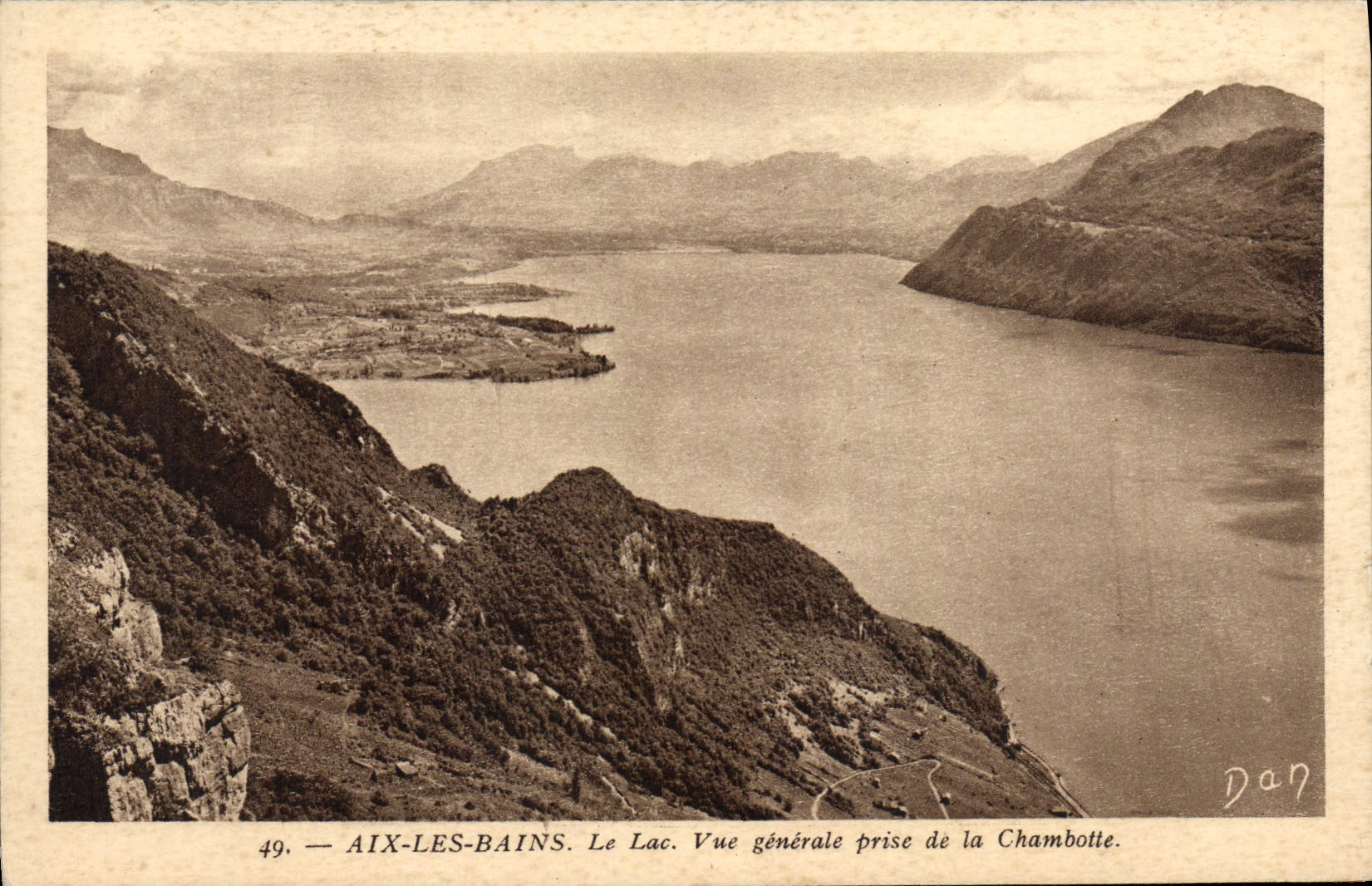 VINTAGE POSTCARD Aix Les Bains the Lake View taken of Chambotte