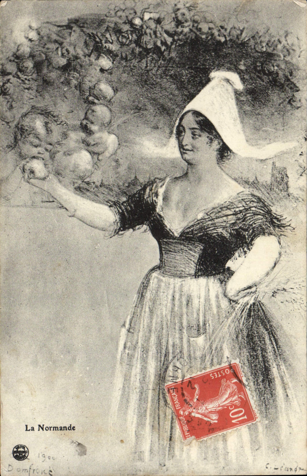 CPA La Normande Femme Folklore 
