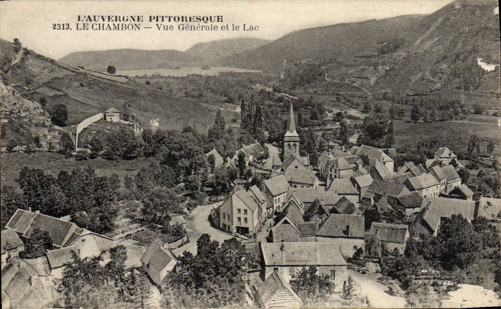 VINTAGE POSTCARD Picturesque Auvergne Chambon View and the Lake