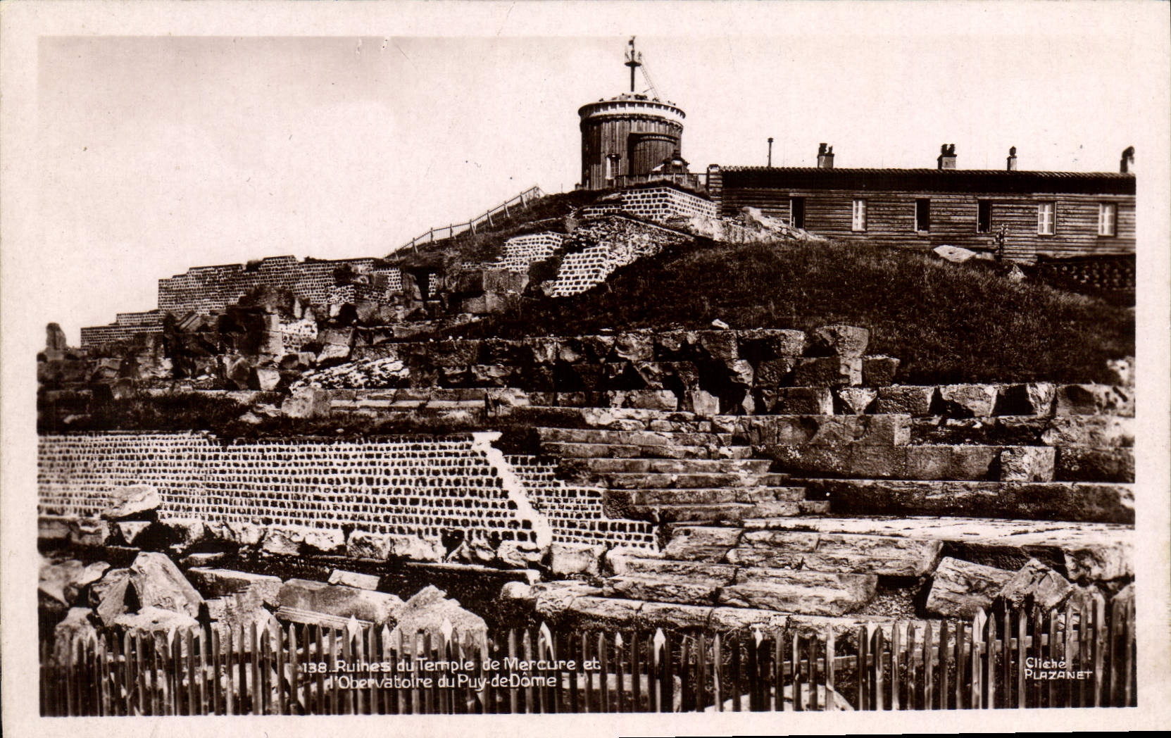 VINTAGE POSTCARD Ruins of the Temple of Mercury and Obervatoire of Puy De Dome